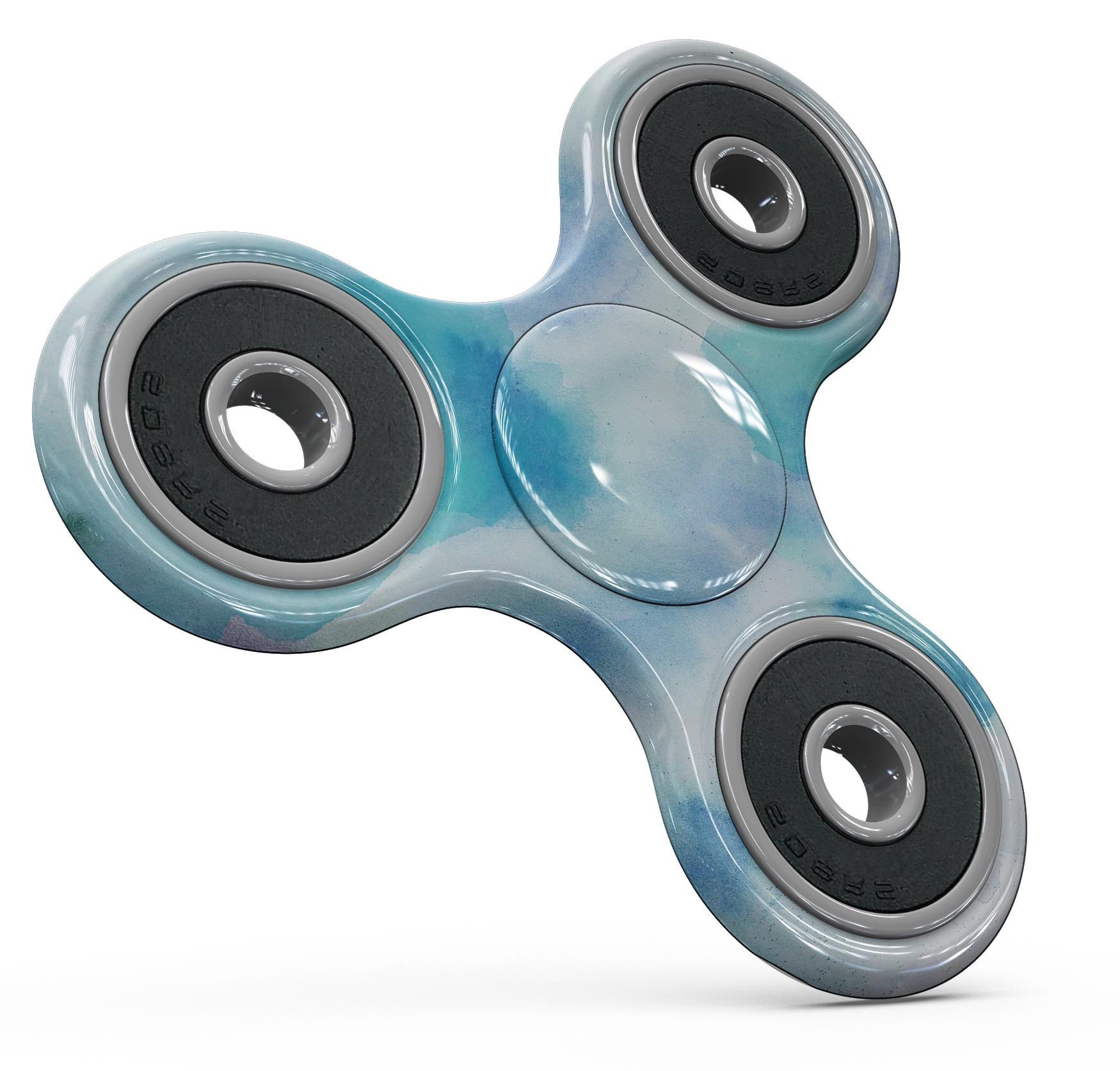 Blue 98 Absorbed Watercolor Texture Skin-Kit for fidget spinner, showcasing vibrant colors and a smooth finish.