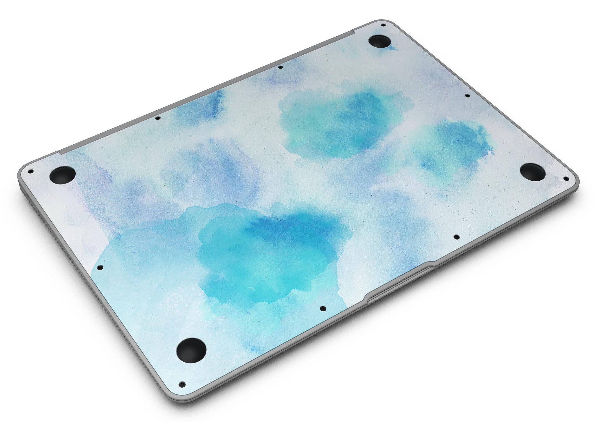 Blue 98 Absorbed Watercolor Texture MacBook Air Skin Kit showcasing vibrant watercolor design on a sleek MacBook Air.
