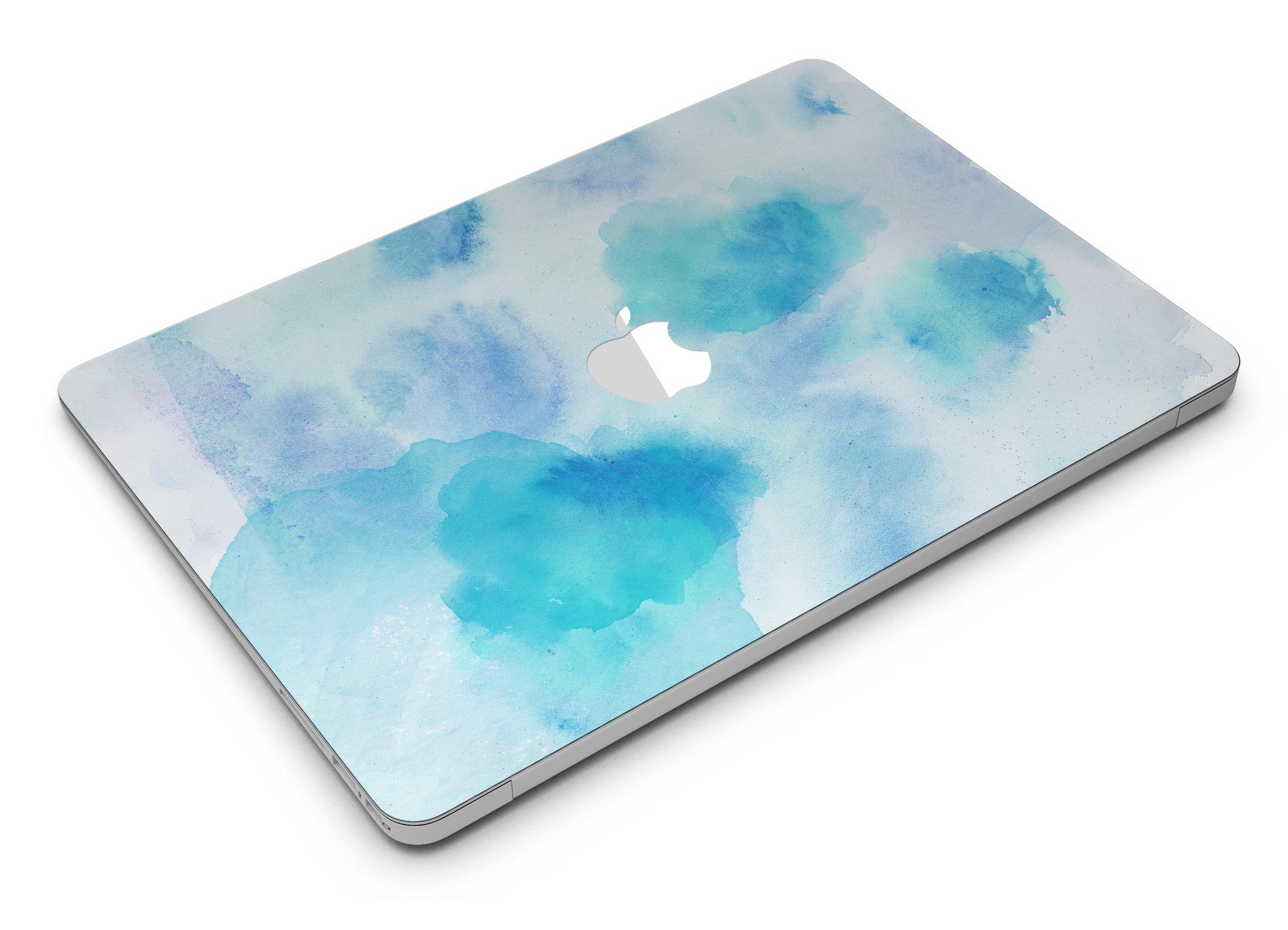 Blue 98 Absorbed Watercolor Texture MacBook Air Skin Kit showcasing vibrant watercolor design on a sleek MacBook Air.