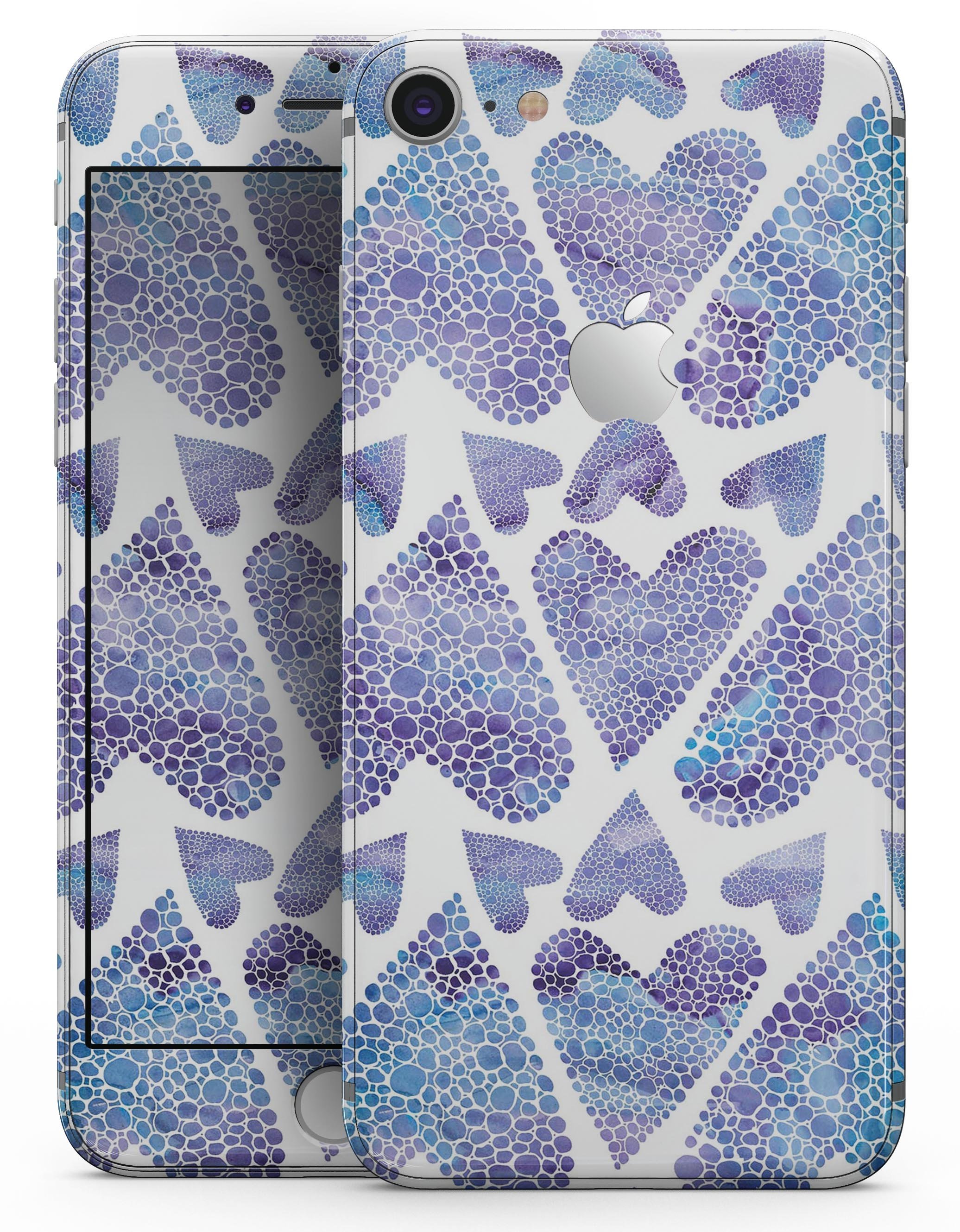Blue Abstract Inverted Hearts skin for iPhone 8 and 8 Plus, showcasing a vibrant heart design on a sleek vinyl surface.