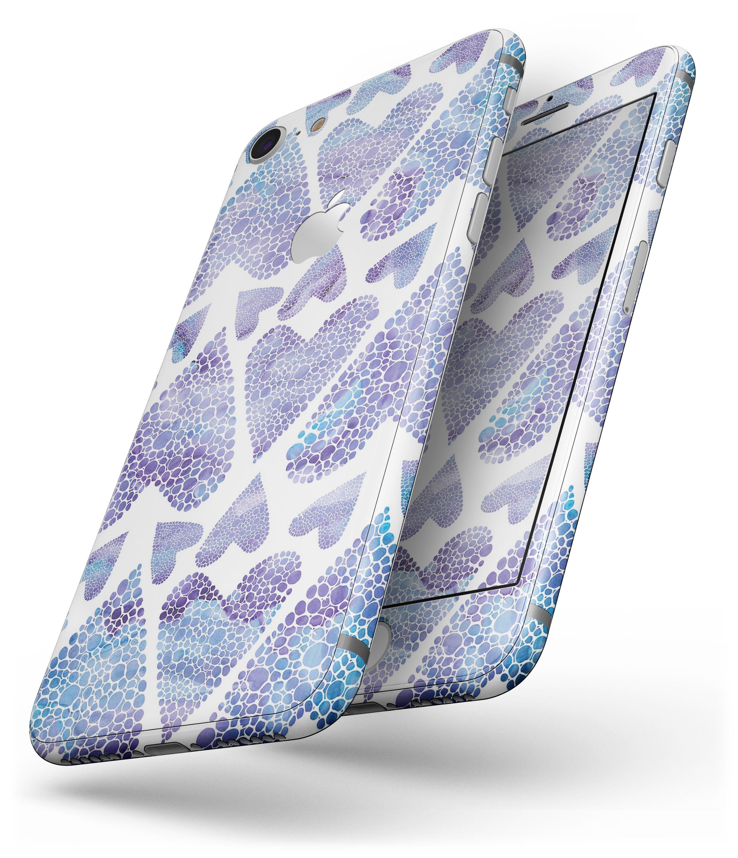 Blue Abstract Inverted Hearts skin for iPhone 8 and 8 Plus, showcasing a vibrant heart design on a sleek vinyl surface.