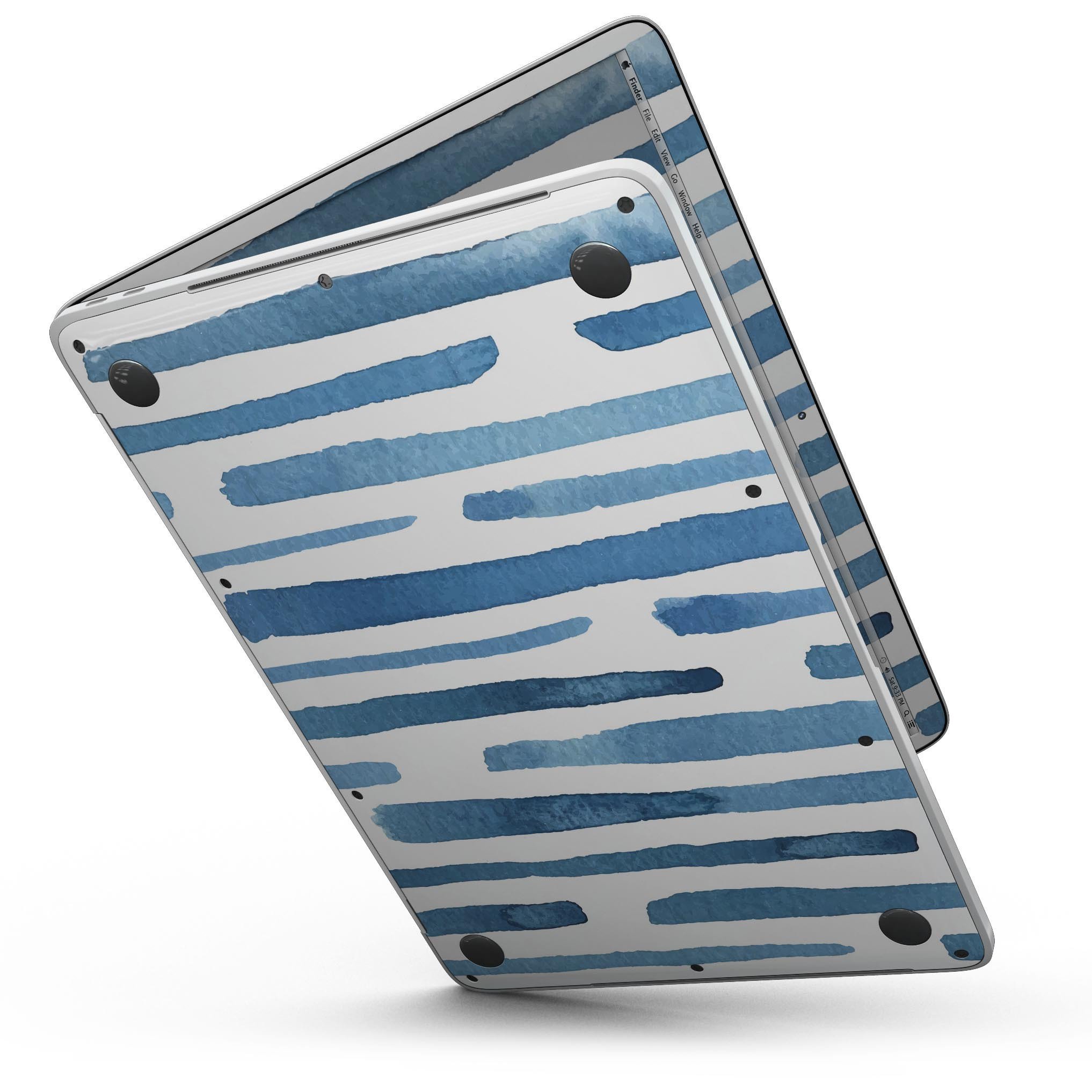 Blue Abstract WaterColor Strokes skin for 13" MacBook Pro without Touch Bar, showcasing vibrant colors and artistic design.