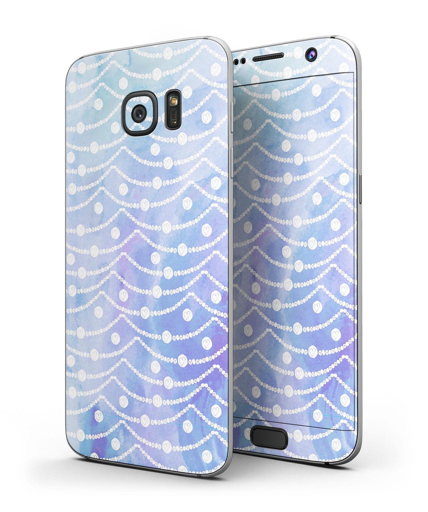 Blue and Pink Watercolor Spill Skin-Kit for Samsung Galaxy S7/S7 Edge, showcasing vibrant colors and premium vinyl material.