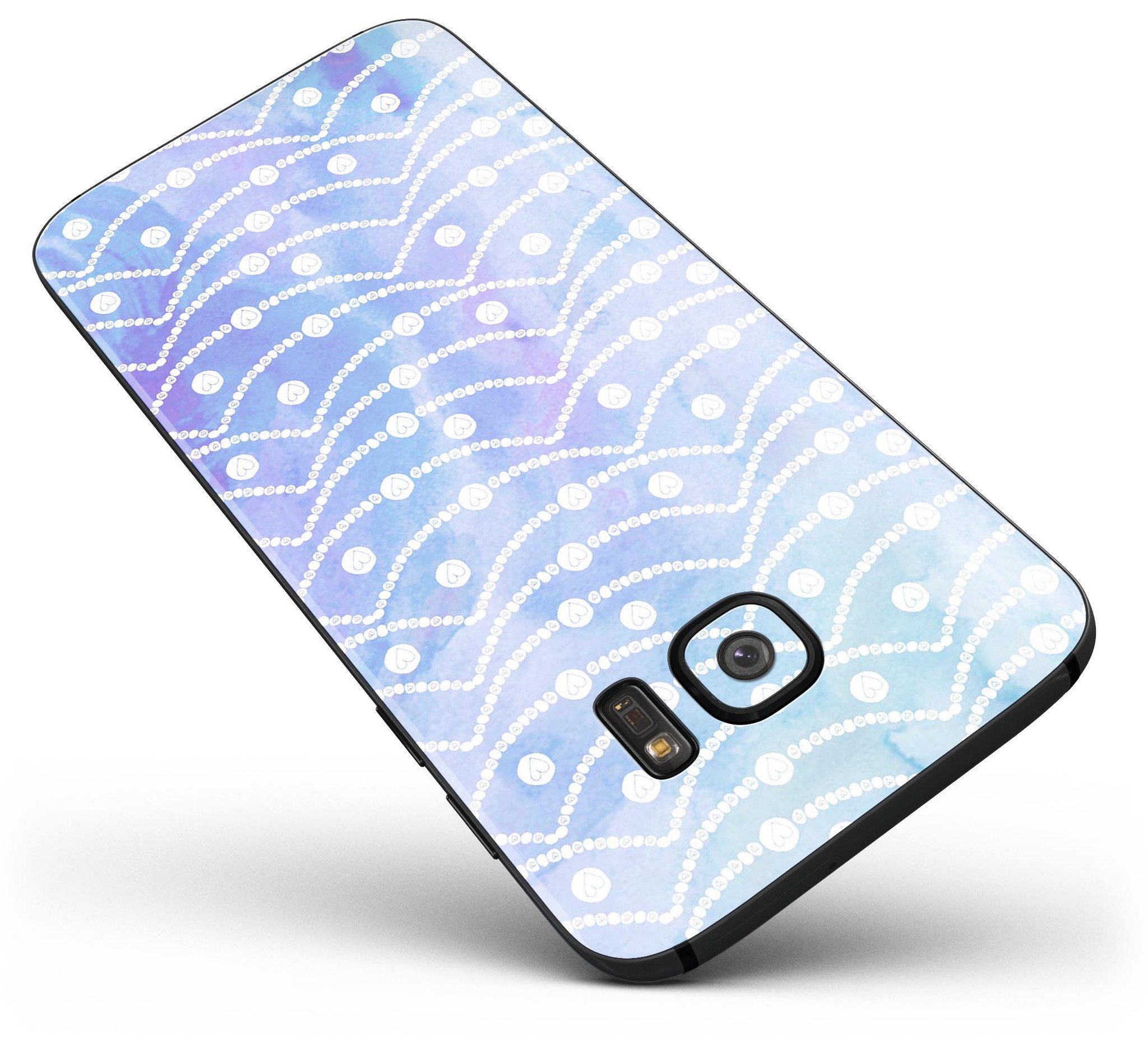 Blue and Pink Watercolor Spill Skin-Kit for Samsung Galaxy S7/S7 Edge, showcasing vibrant colors and premium vinyl material.