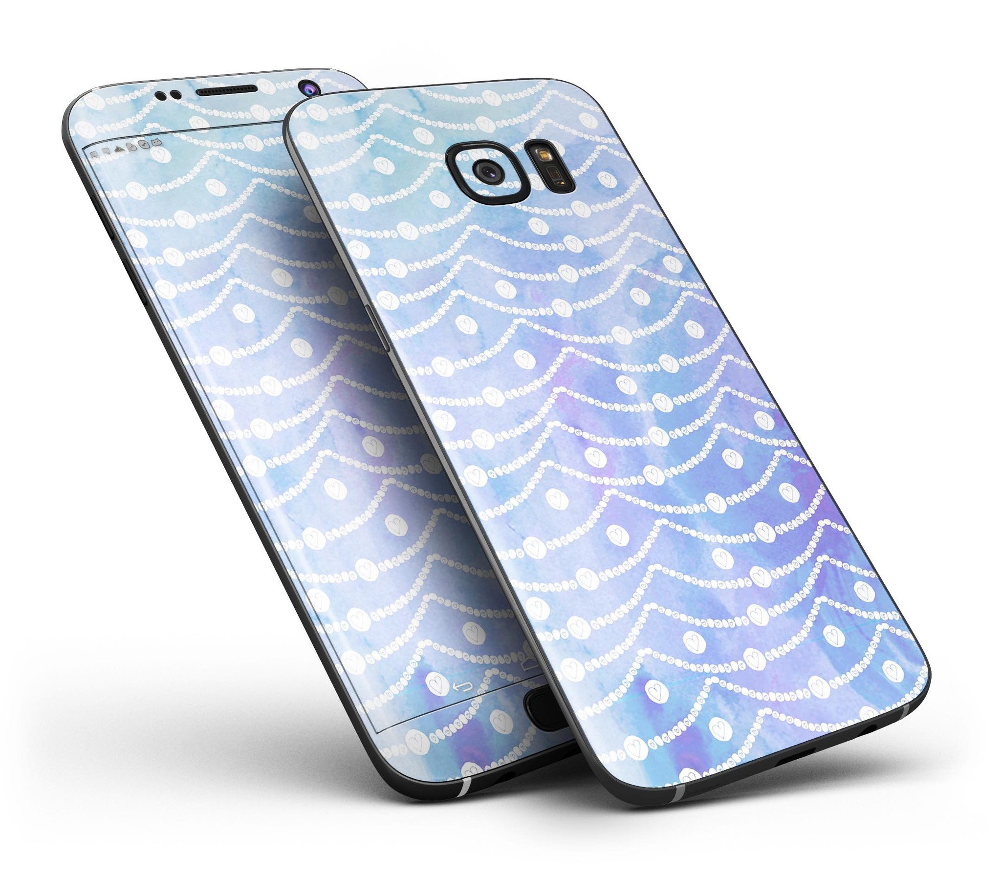 Blue and Pink Watercolor Spill Skin-Kit for Samsung Galaxy S7/S7 Edge, showcasing vibrant colors and premium vinyl material.