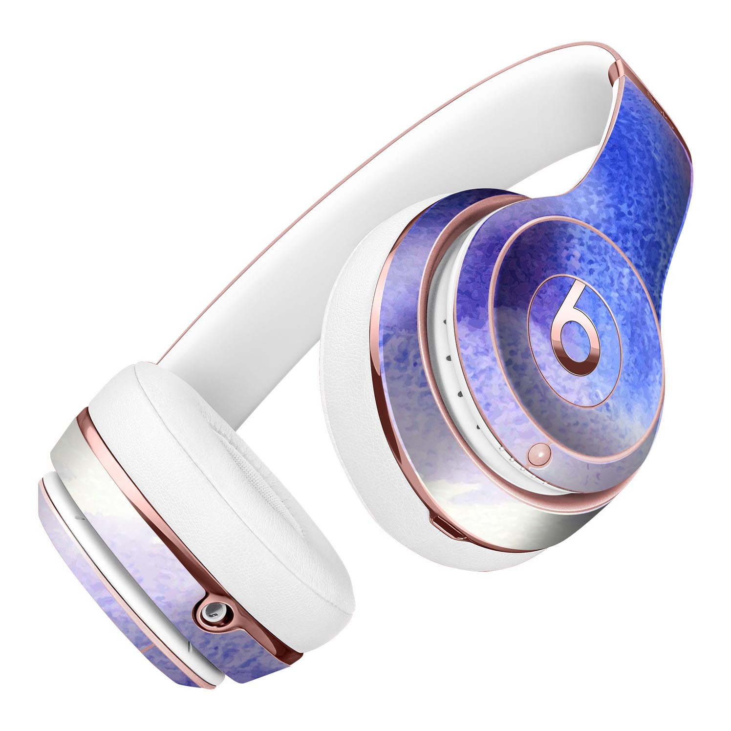 Blue and Pink Watercolor Spill Skin Kit for Beats by Dre Solo 3 Wireless Headphones, showcasing vibrant colors and a sleek design.
