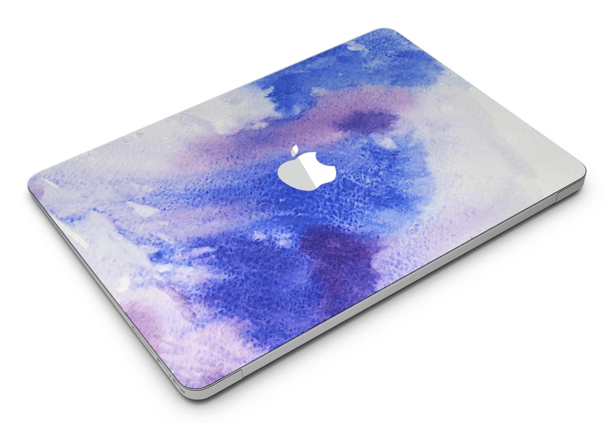 Blue and pink watercolor spill design MacBook Air skin kit, showcasing vibrant colors and a sleek finish.