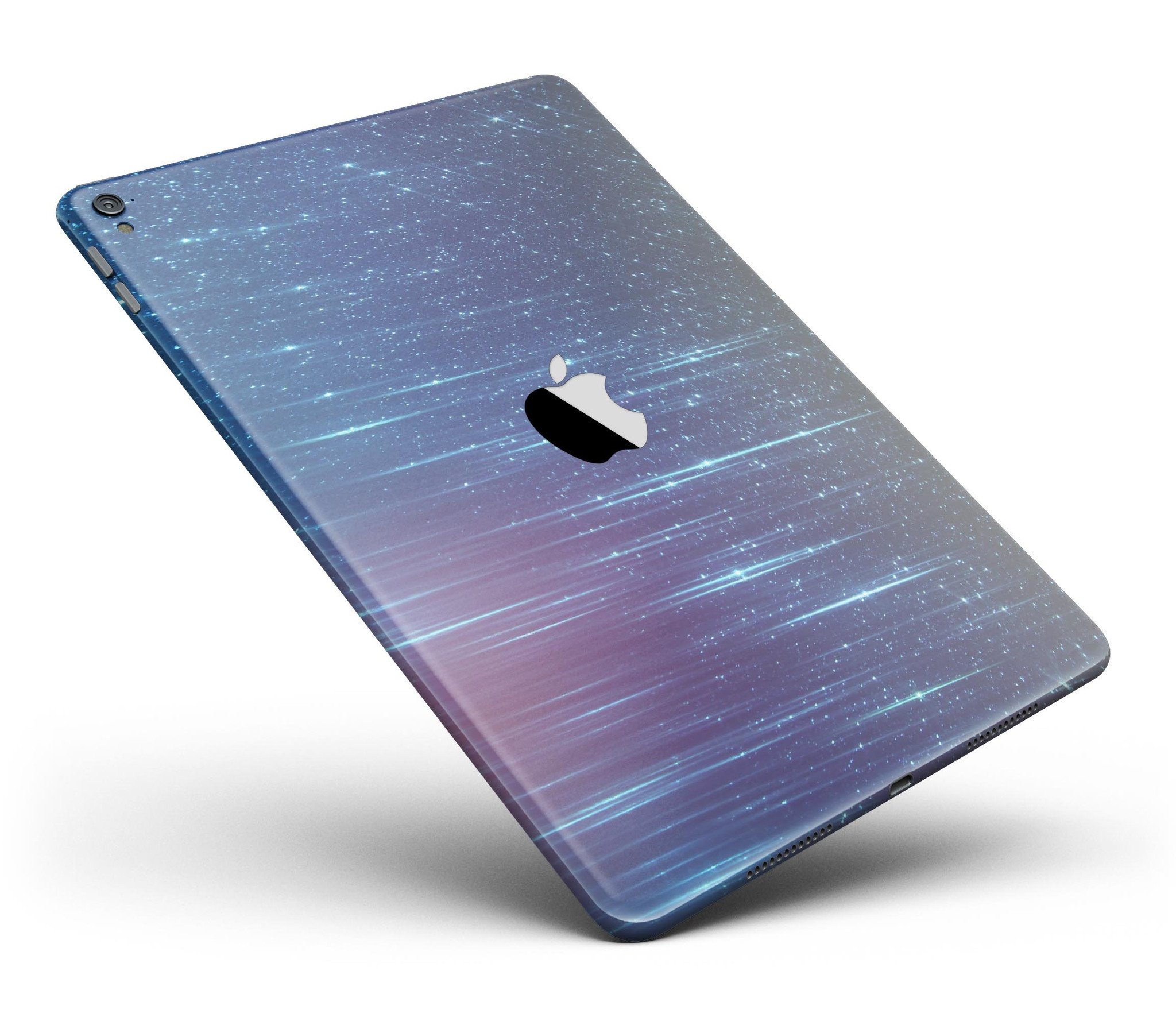 Blue and purple scratched streaks full body skin for iPad Pro, showcasing vibrant colors and sleek design.