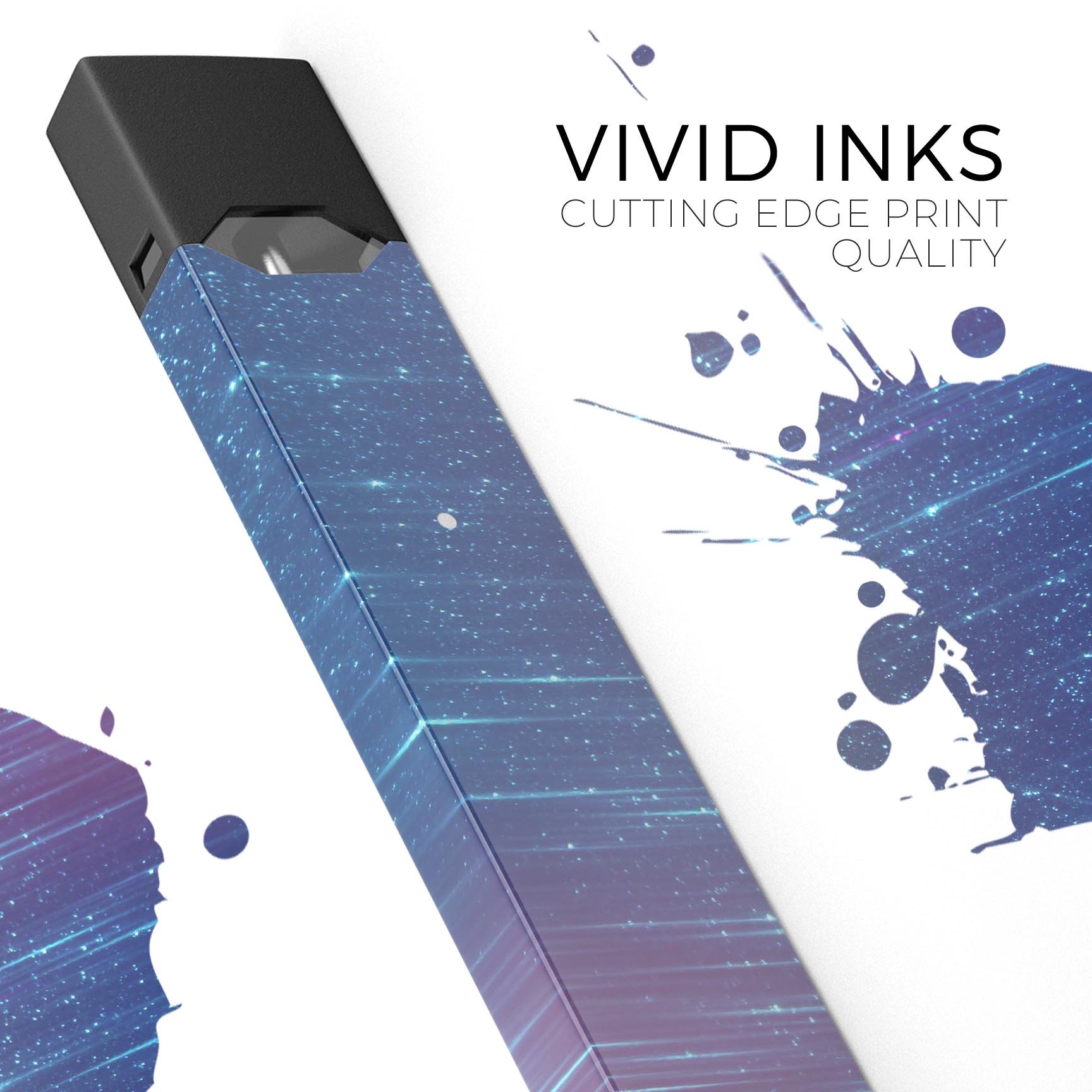 Blue and Purple Scaratched Streaks decal skin for JUUL vaping device, showcasing vibrant colors and sleek design.