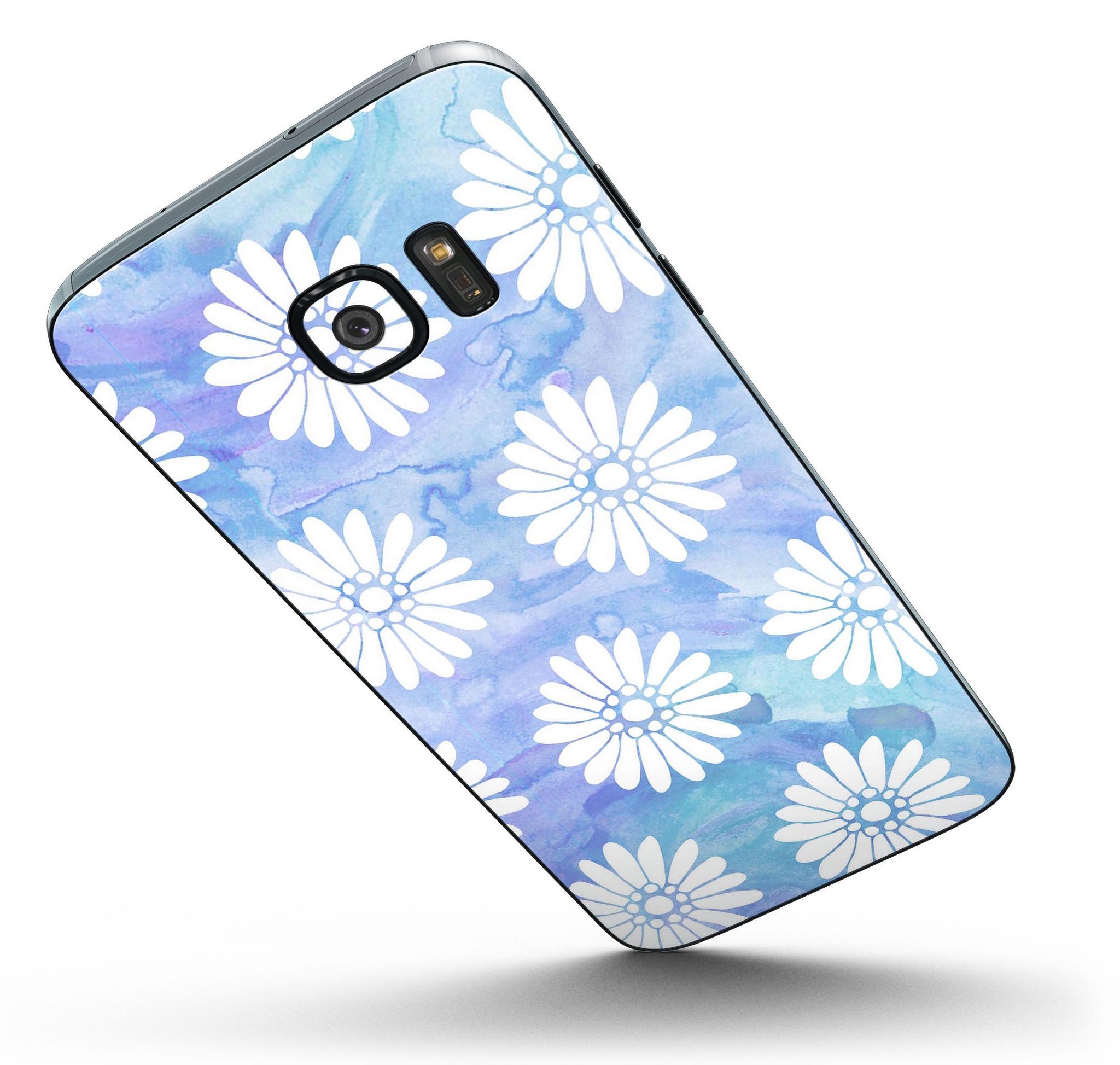 Blue and Purple Watercolor Waves skin for Samsung Galaxy S7/S7 Edge, showcasing vibrant colors and a sleek design.