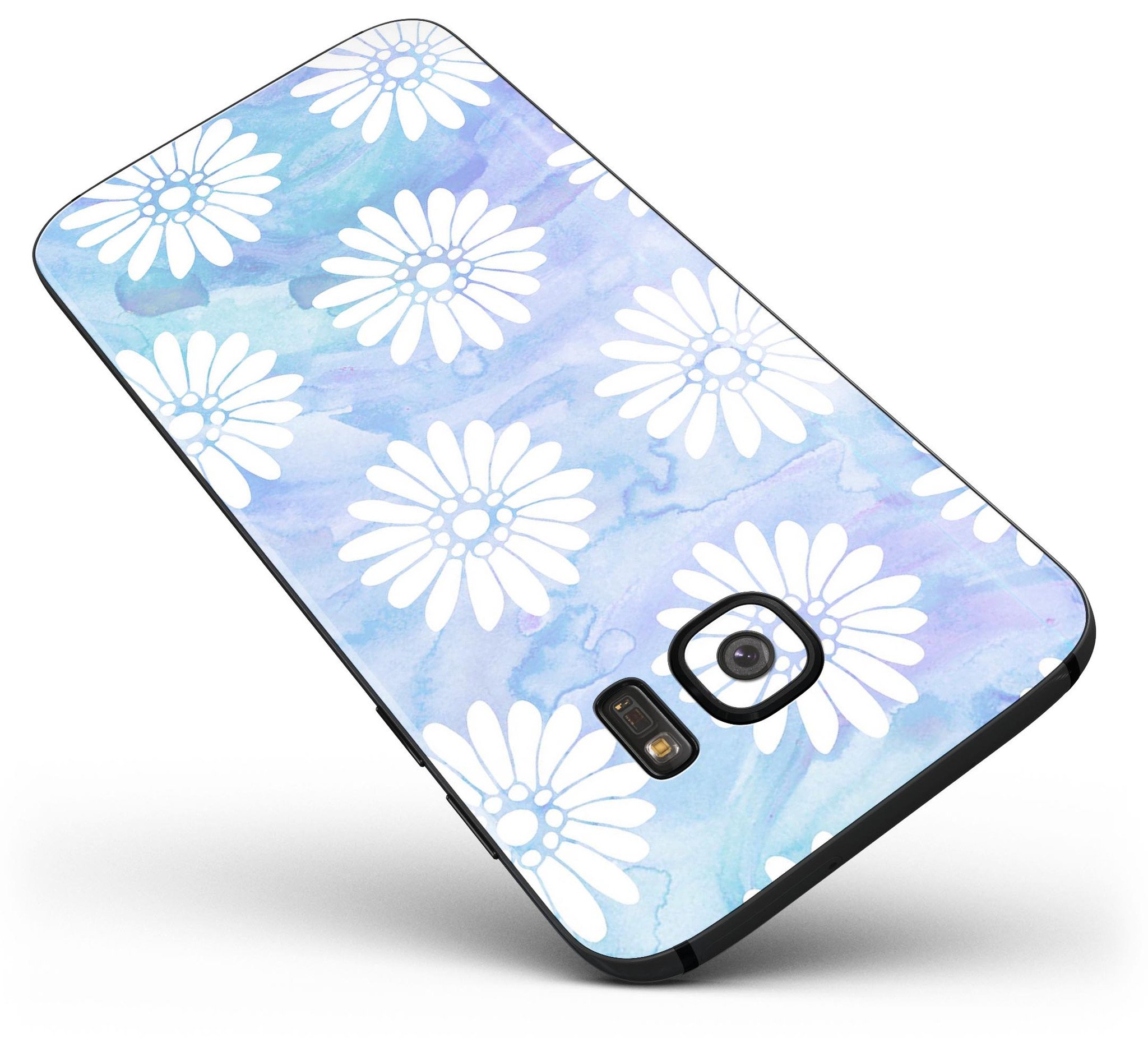 Blue and Purple Watercolor Waves skin for Samsung Galaxy S7/S7 Edge, showcasing vibrant colors and a sleek design.