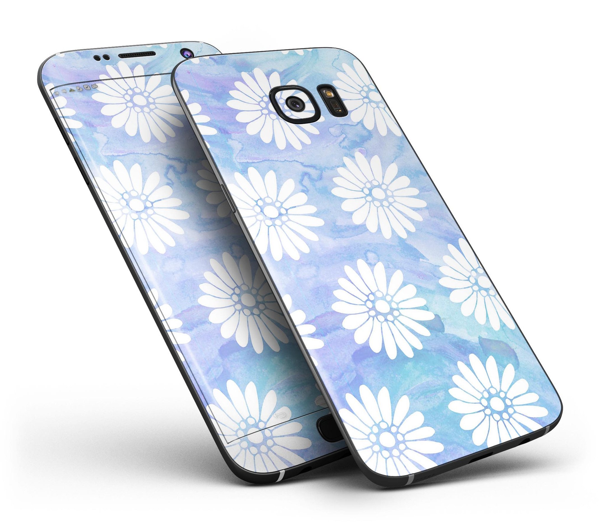 Blue and Purple Watercolor Waves skin for Samsung Galaxy S7/S7 Edge, showcasing vibrant colors and a sleek design.