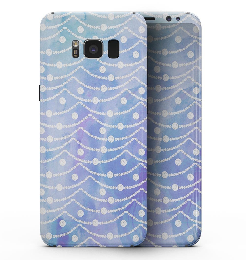 Samsung Galaxy S8 with Blue and Purple Watercolor Waves full-body skin, showcasing vibrant colors and sleek design.