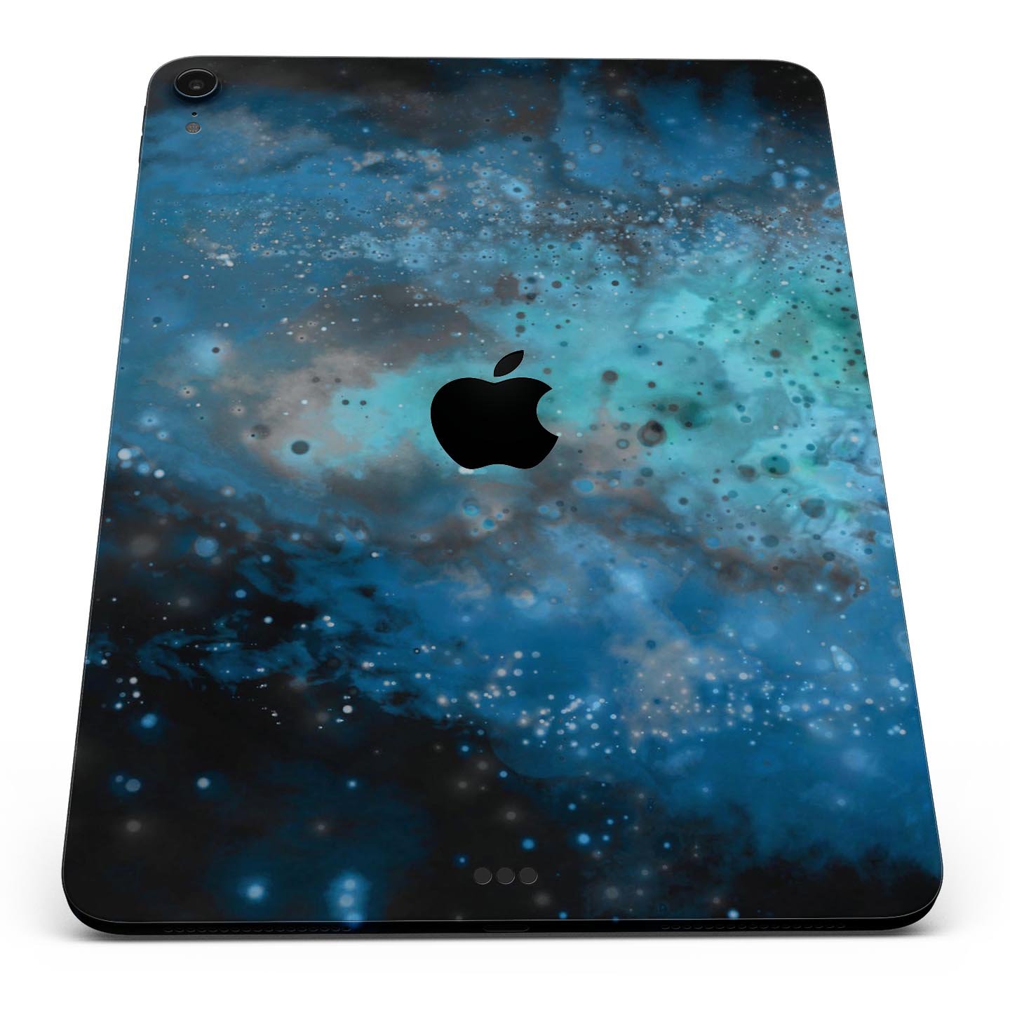 Blue and teal painted universe skin decal for Apple devices, showcasing vibrant colors and intricate design for full body protection.