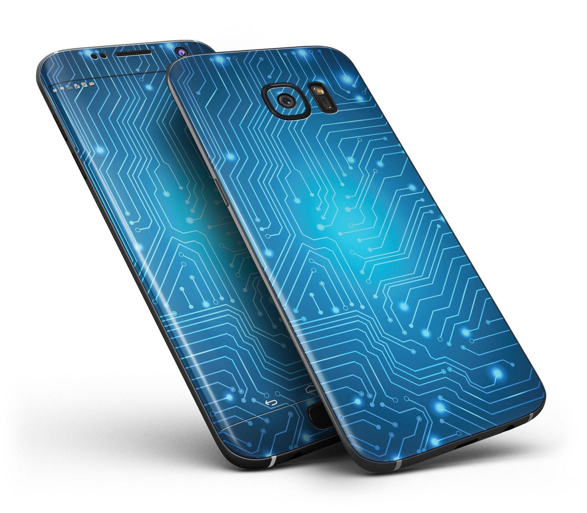 Blue and Teal Watercolor Swirl skin for Samsung Galaxy S7 and S7 Edge, showcasing vibrant colors and a sleek design.