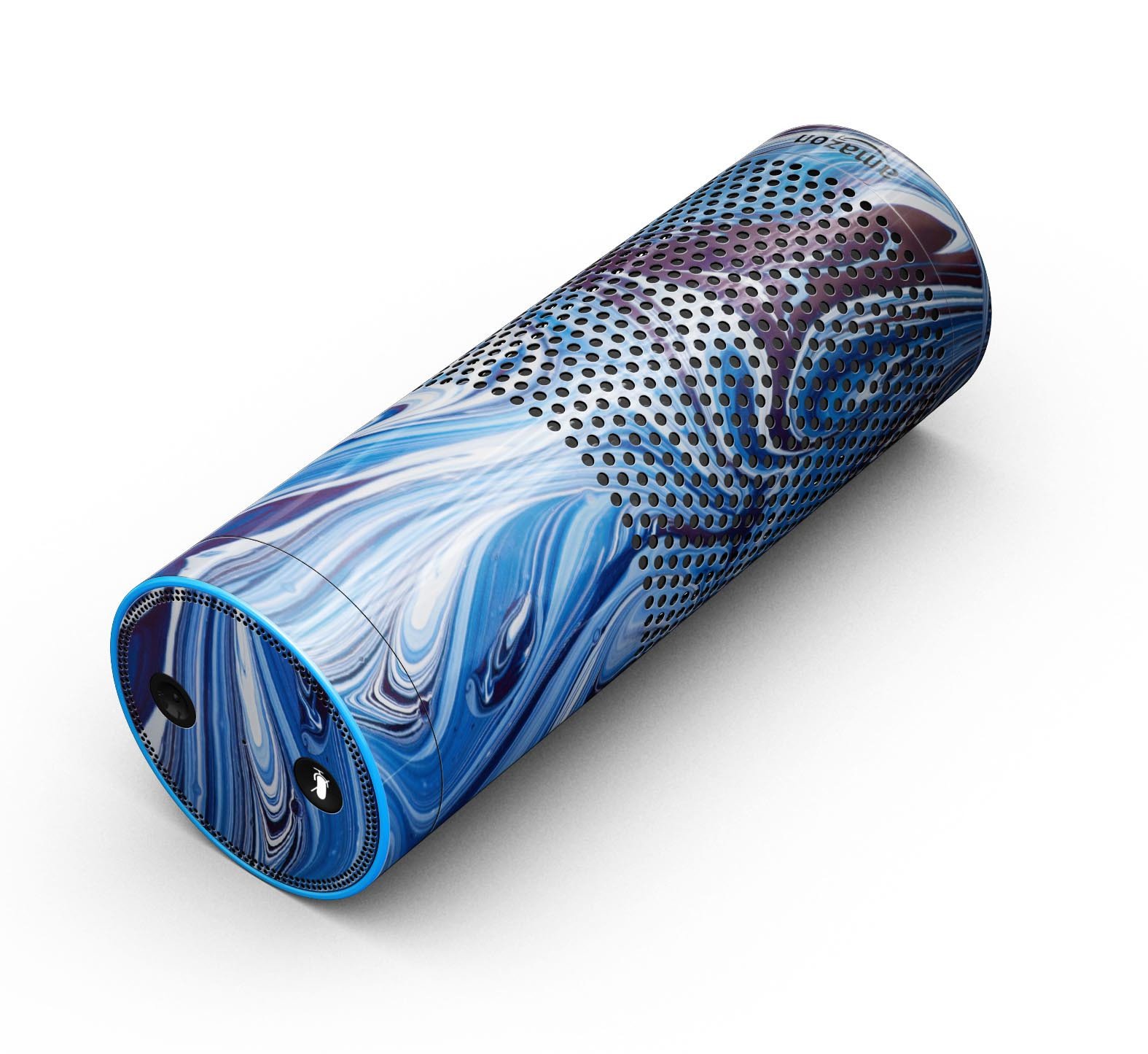 Blue and white blended paint skin-kit for Amazon Echo, showcasing a stylish design and precise cut for full-body protection.