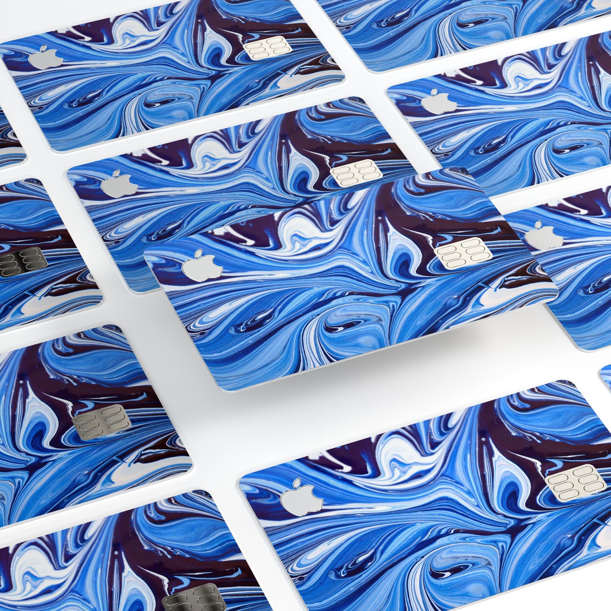 Blue and White Blended Paint skin for Apple Card, showcasing a stylish design with premium vinyl material.