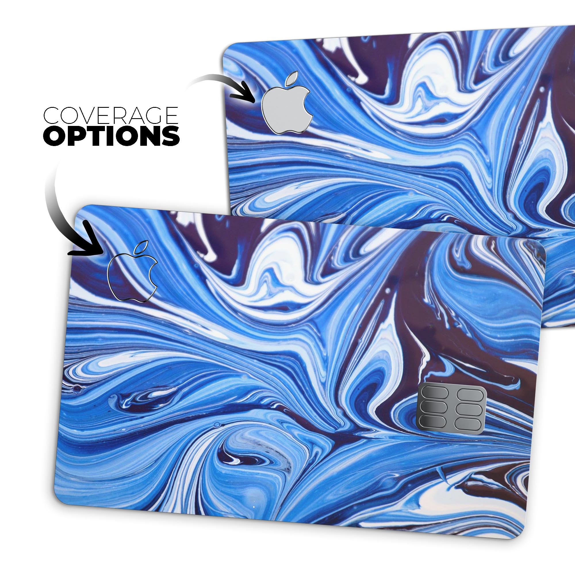 Blue and White Blended Paint skin for Apple Card, showcasing a stylish design with premium vinyl material.