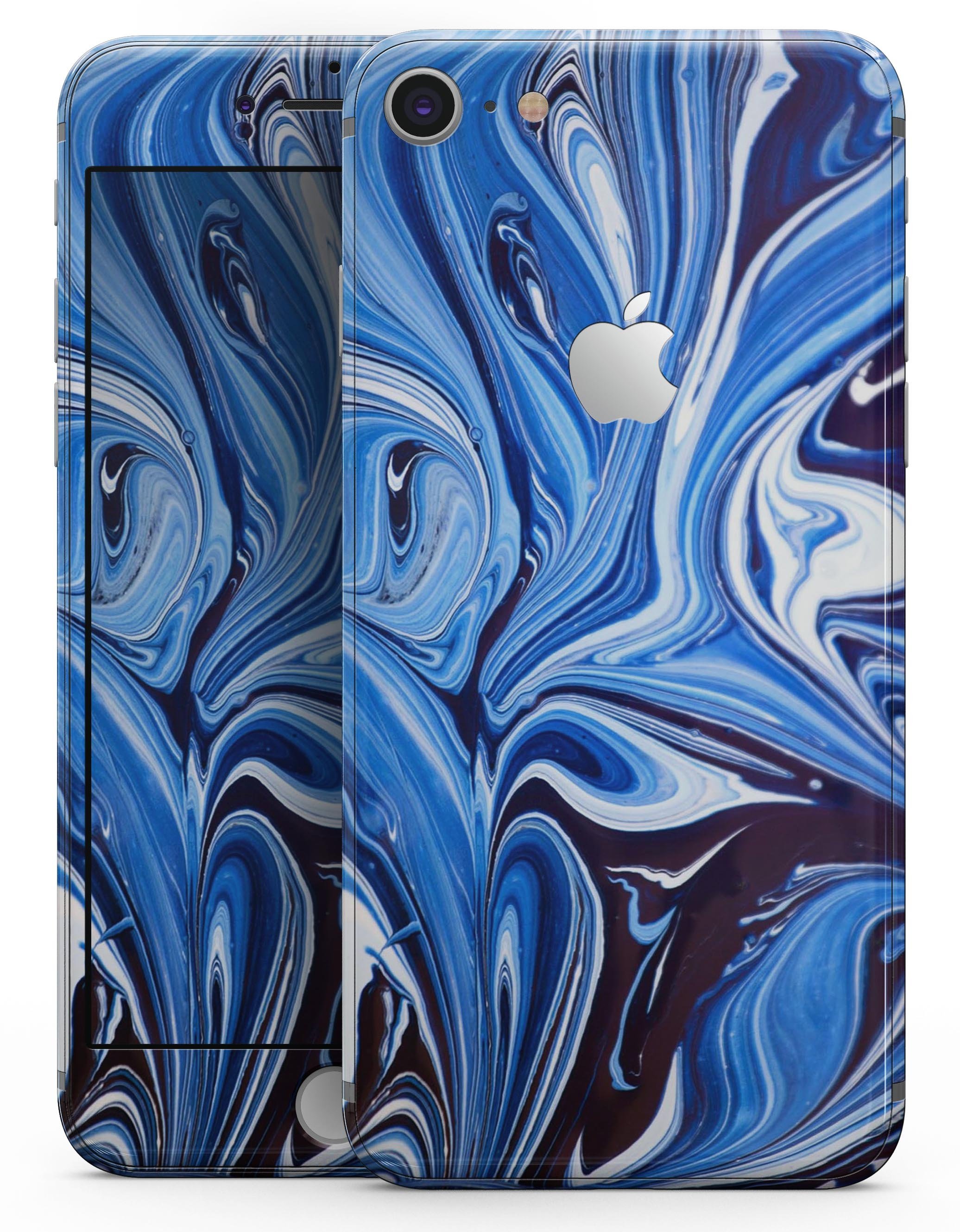 Blue and White Blended Paint Skin-kit for iPhone 8 and 8 Plus, showcasing a stylish design with a premium vinyl finish.