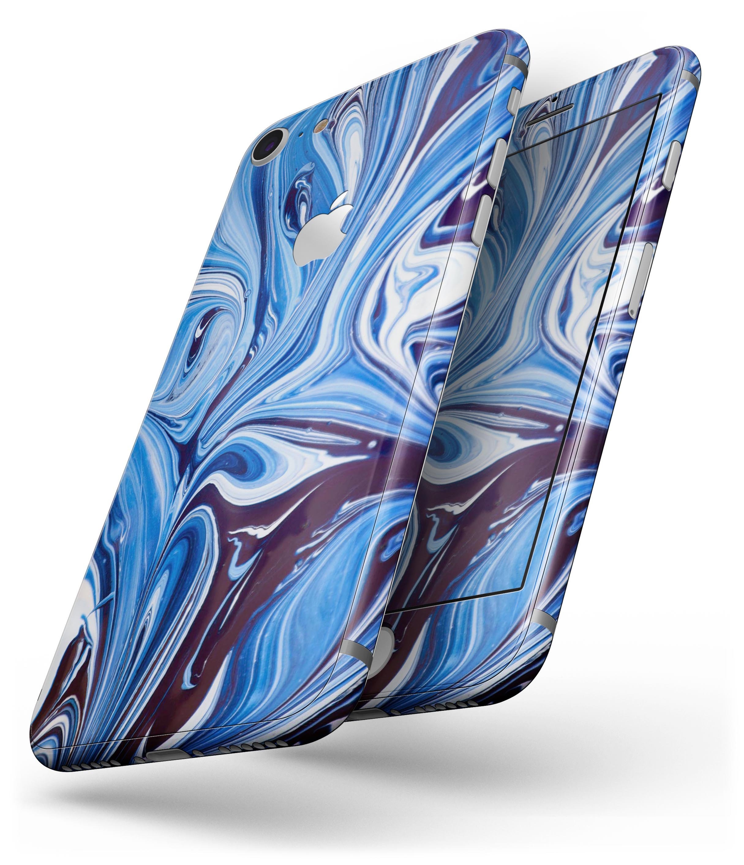 Blue and White Blended Paint Skin-kit for iPhone 8 and 8 Plus, showcasing a stylish design with a premium vinyl finish.