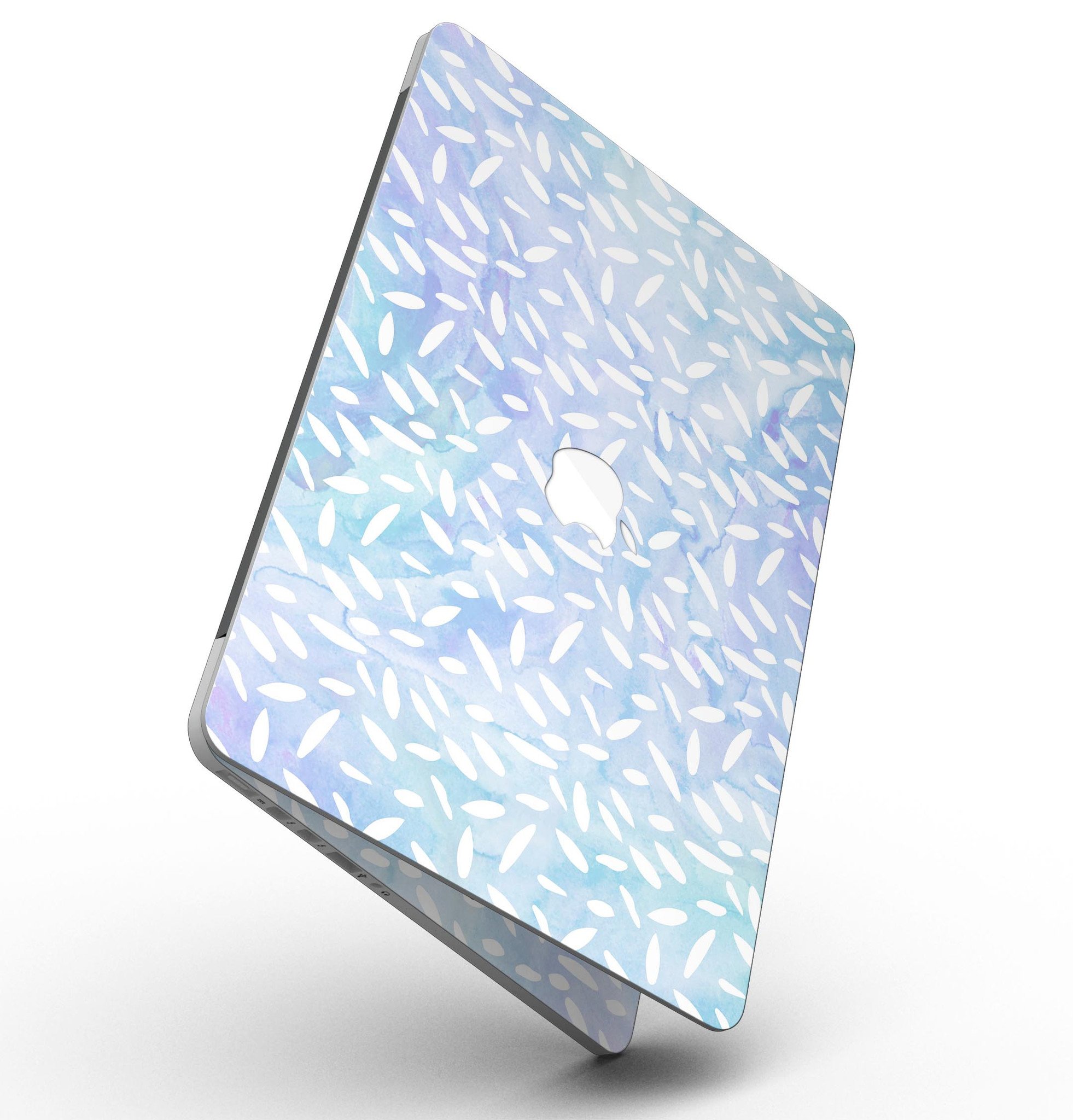 Blue and white watercolor leaves pattern skin for MacBook Pro with Retina Display, showcasing vibrant colors and intricate design.