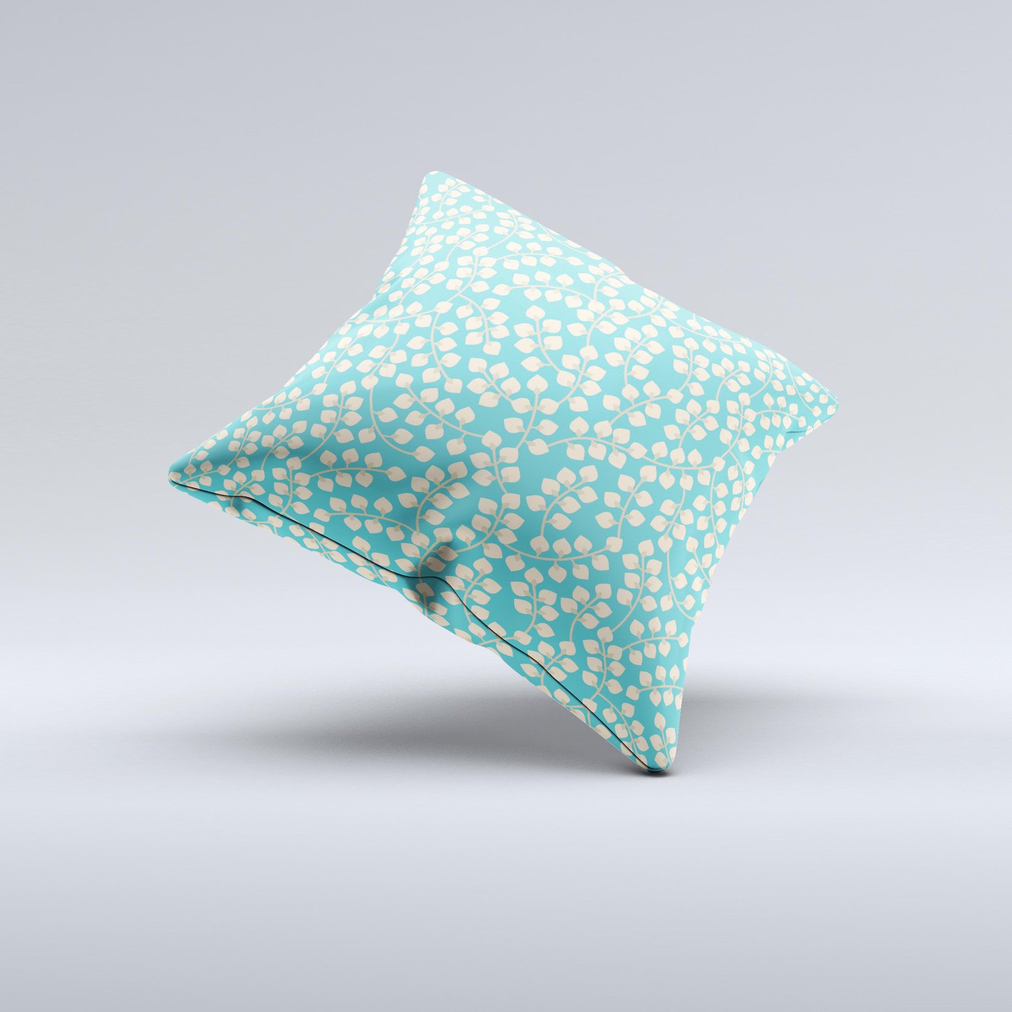 Blue and yellow floral pattern decorative throw pillow, handcrafted with high thread count fabric and polyester filling, showcasing unique design.