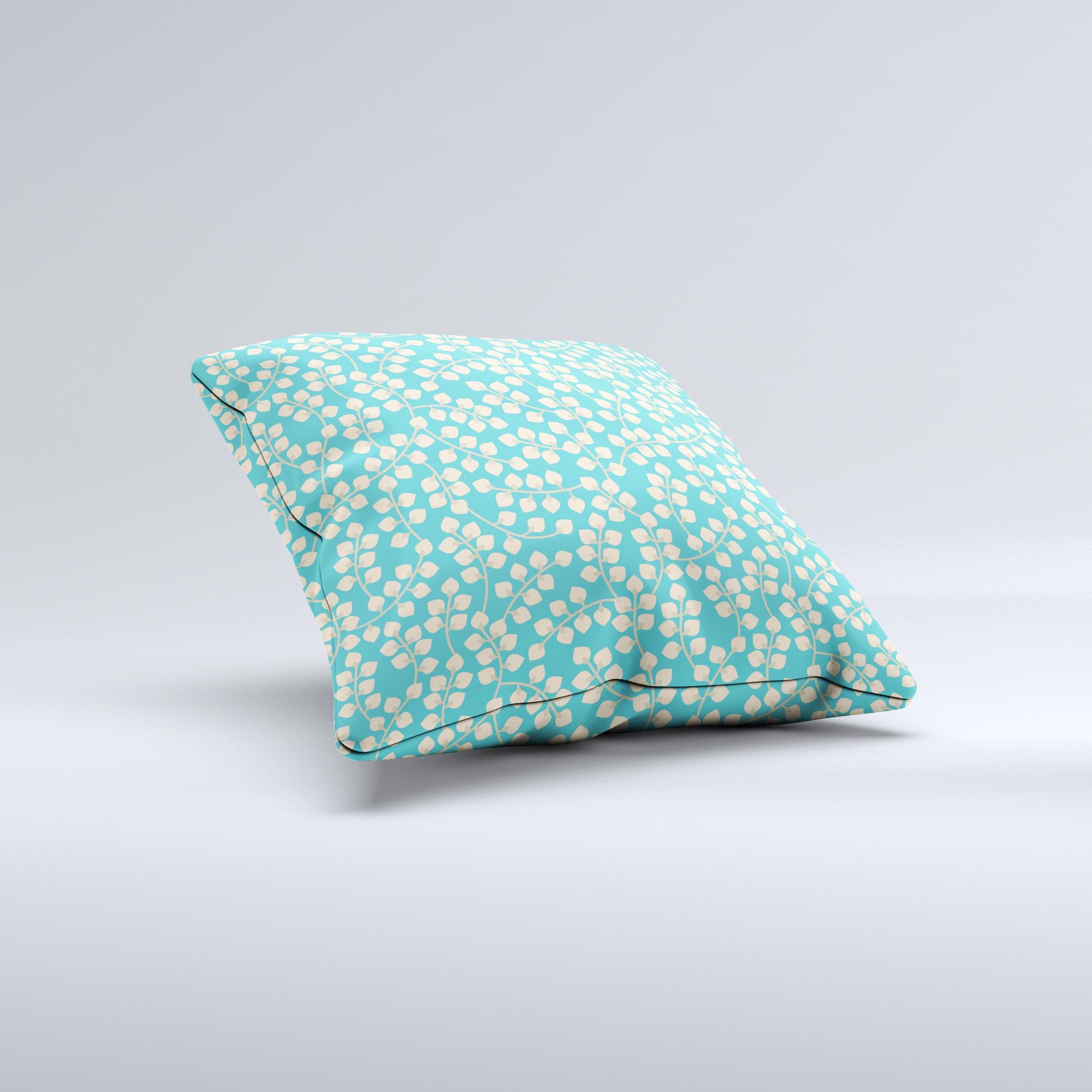 Blue and yellow floral pattern decorative throw pillow, handcrafted with high thread count fabric and polyester filling, showcasing unique design.