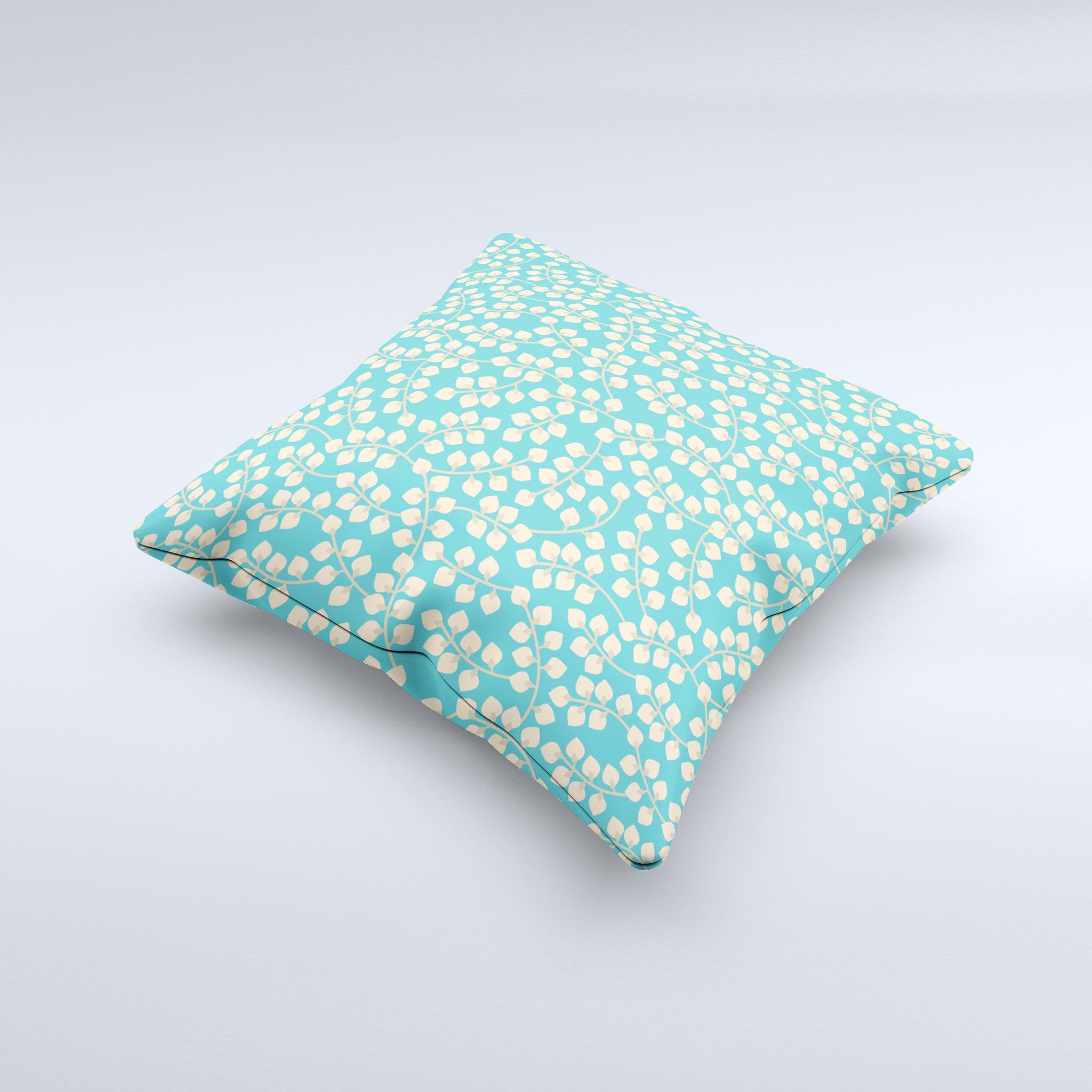 Blue and yellow floral pattern decorative throw pillow, handcrafted with high thread count fabric and polyester filling, showcasing unique design.