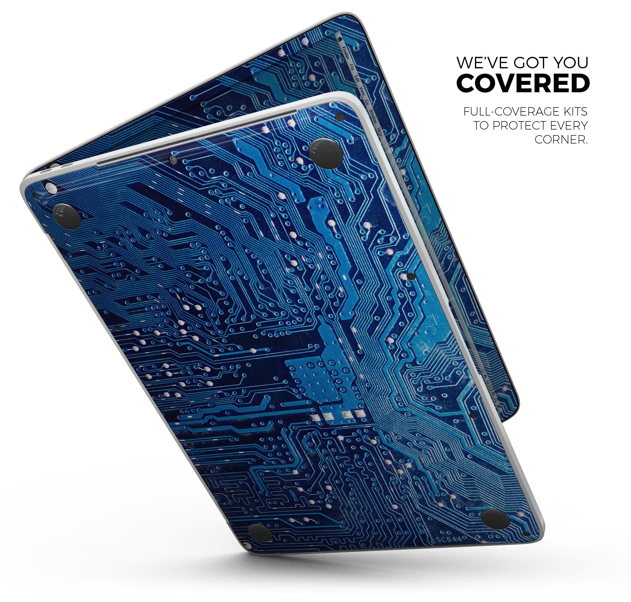 Blue Circuit Board V1 skin decal wrap kit for Apple MacBook, showcasing a stylish design and premium vinyl material.