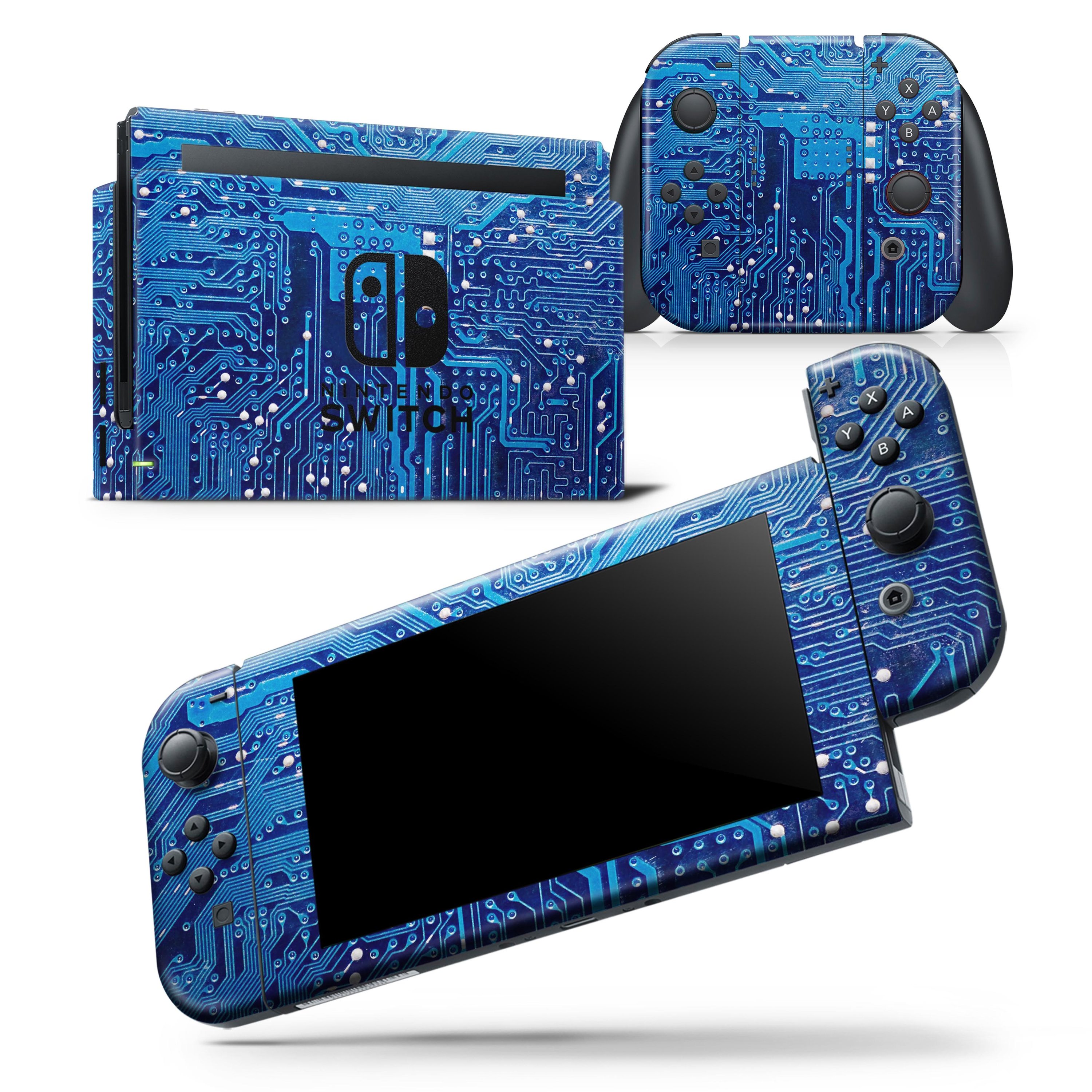 Blue Circuit Board V1 skin wrap decal for Nintendo Switch Lite, showcasing a vibrant circuit design that enhances the console's appearance.