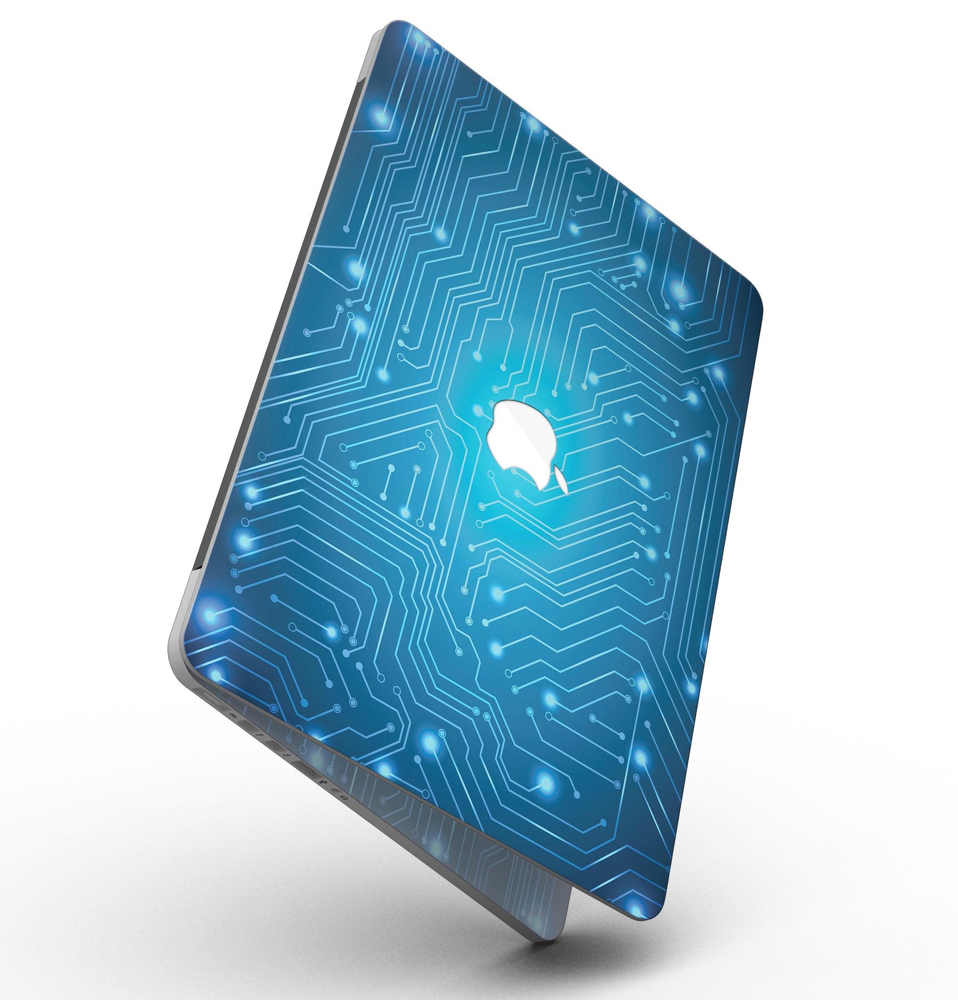Blue Circuit Board V2 skin for MacBook Pro with Retina Display, showcasing a vibrant circuit design that adds style and protection.