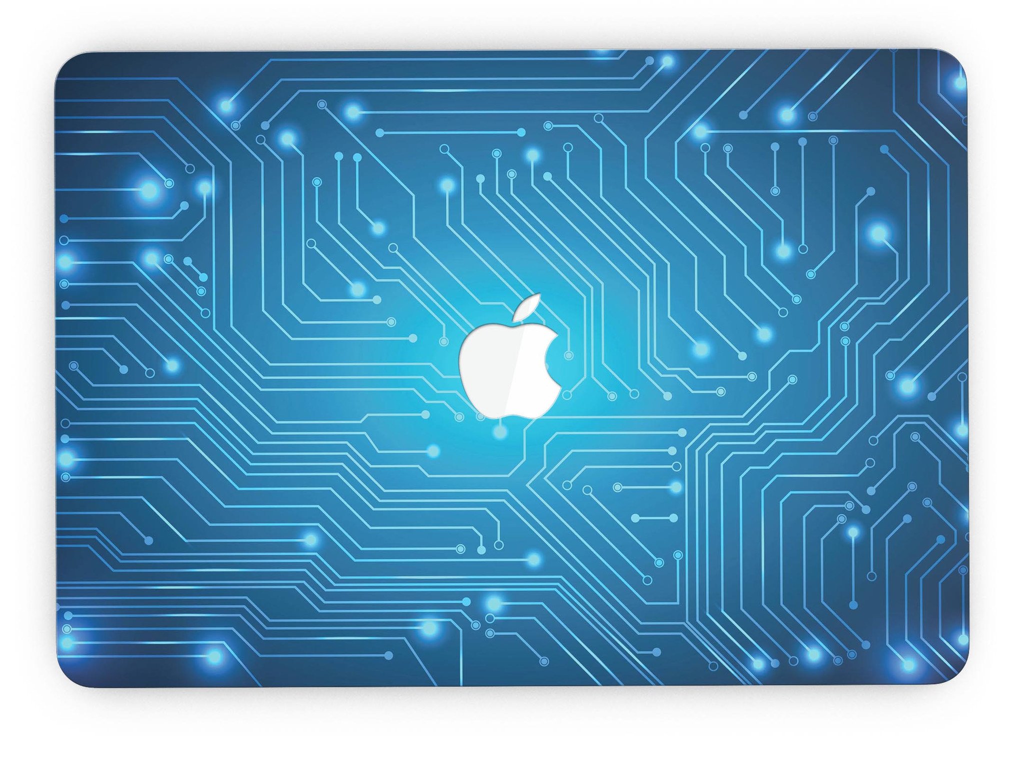 Blue Circuit Board V2 skin for MacBook Pro with Retina Display, showcasing a vibrant circuit design that adds style and protection.