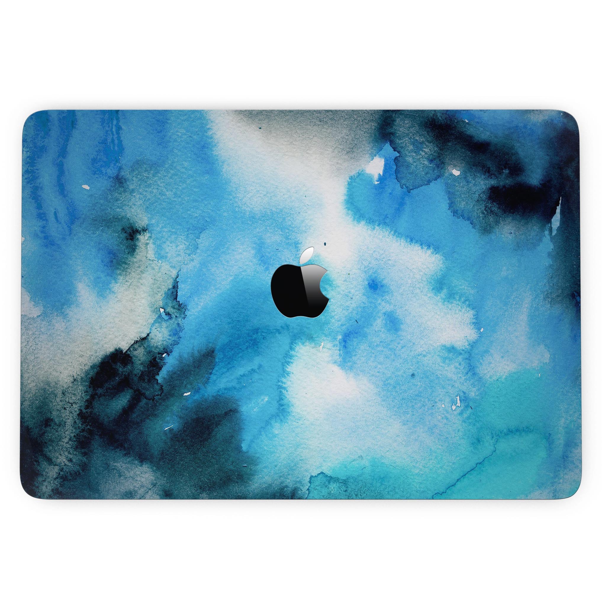 Blue Dark 32 Absorbed Watercolor Texture skin for 13" MacBook Pro without Touch Bar, showcasing vibrant colors and artistic design.