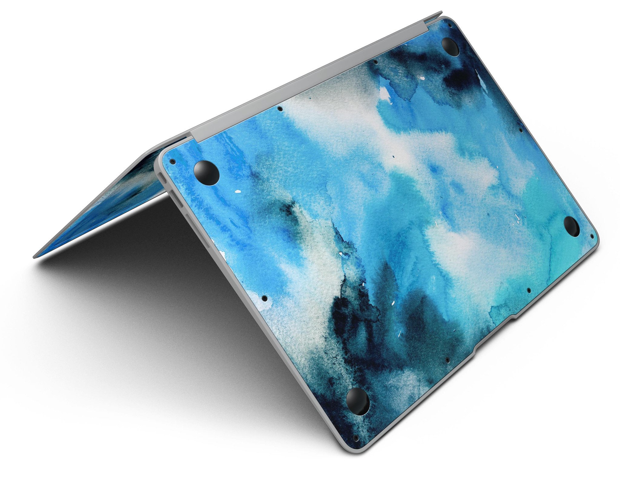 Blue Dark 32 Absorbed Watercolor Texture Skin for MacBook Air, showcasing vibrant colors and a sleek design.