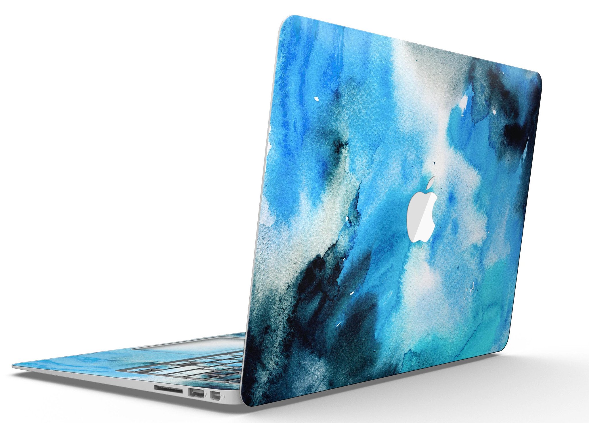 Blue Dark 32 Absorbed Watercolor Texture Skin for MacBook Air, showcasing vibrant colors and a sleek design.