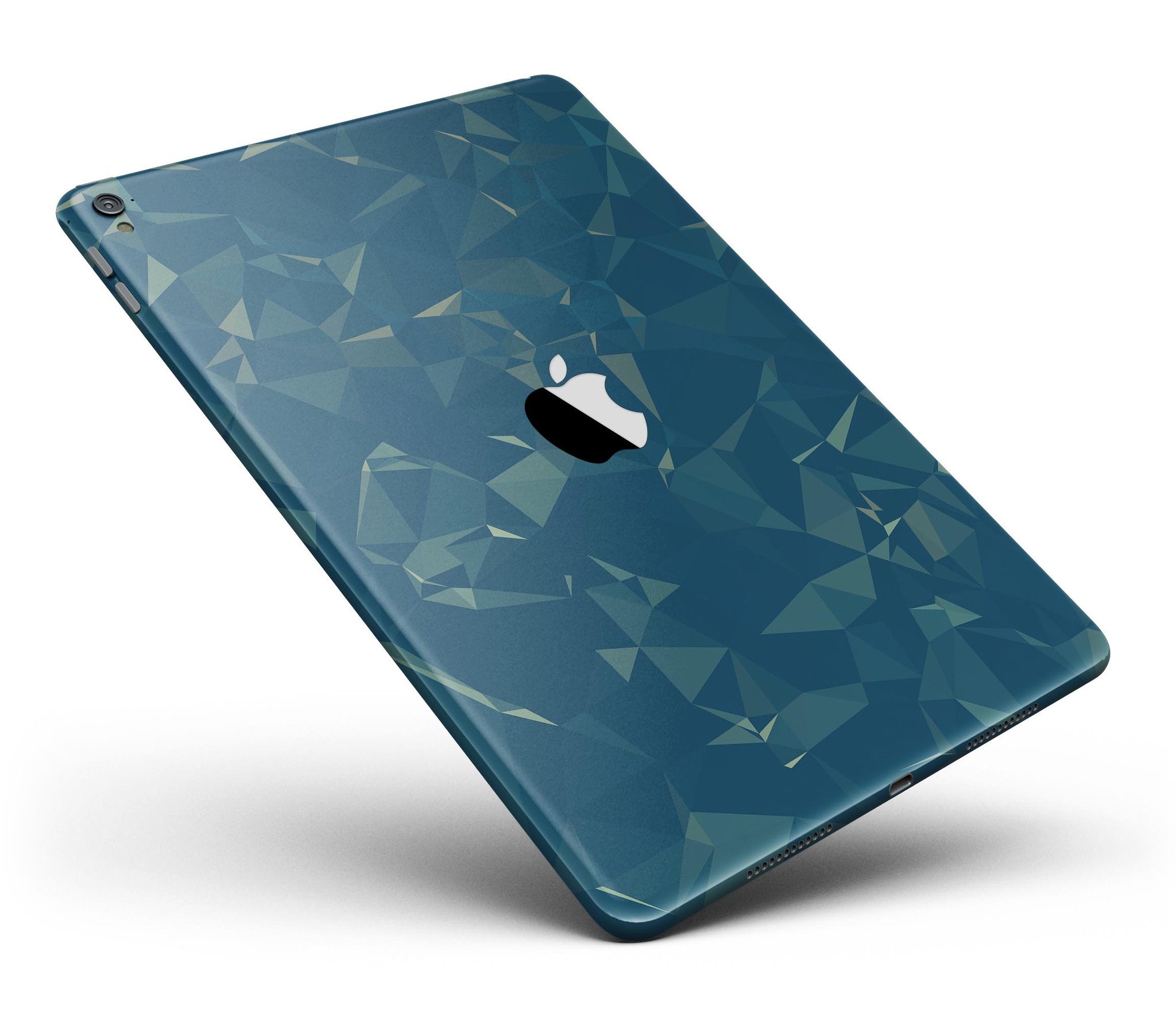 Blue Geometric V10 Full Body Skin for iPad Pro, showcasing a stylish geometric design that fits both 9.7" and 12.9" models.