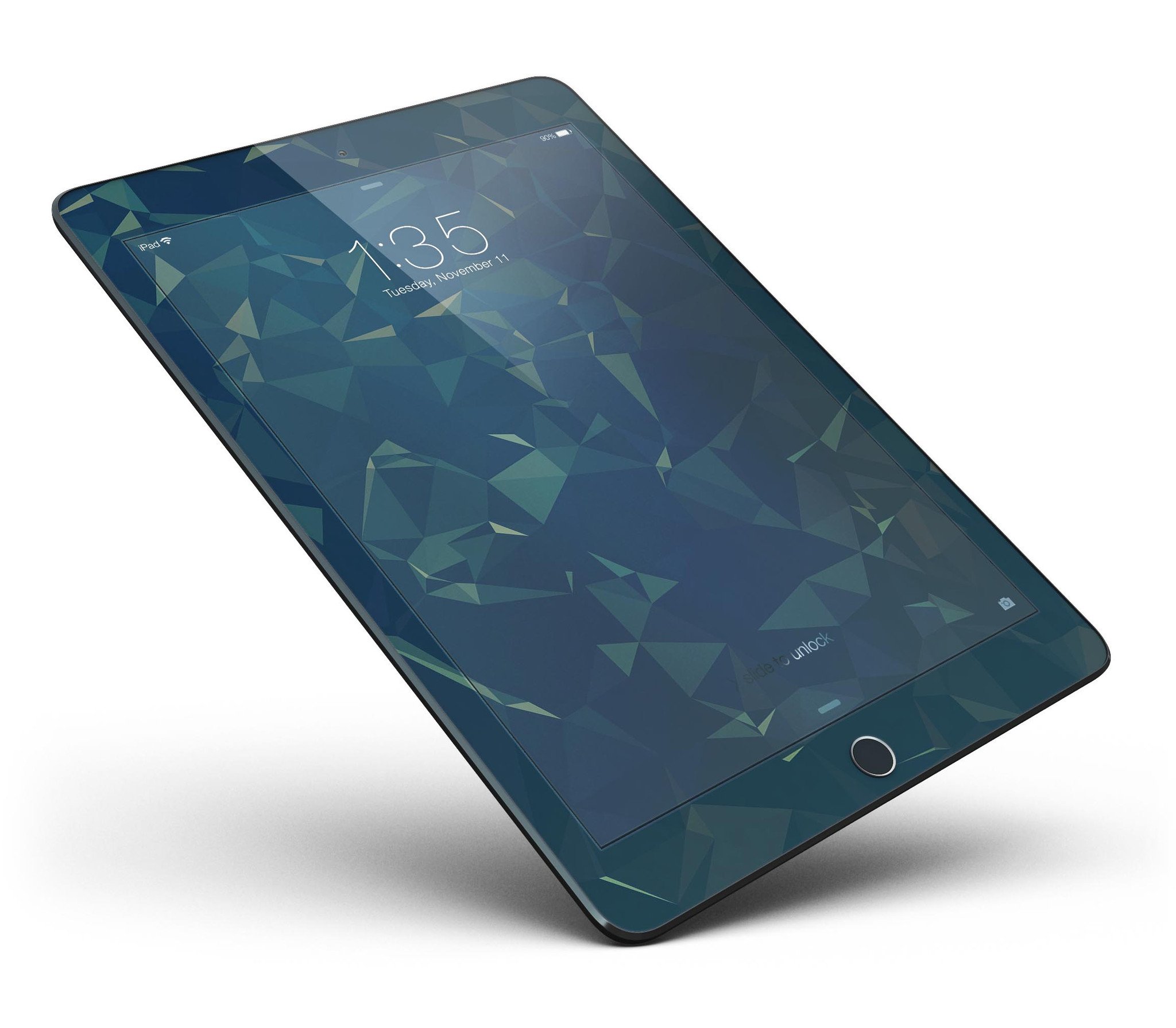 Blue Geometric V10 Full Body Skin for iPad Pro, showcasing a stylish geometric design that fits both 9.7" and 12.9" models.