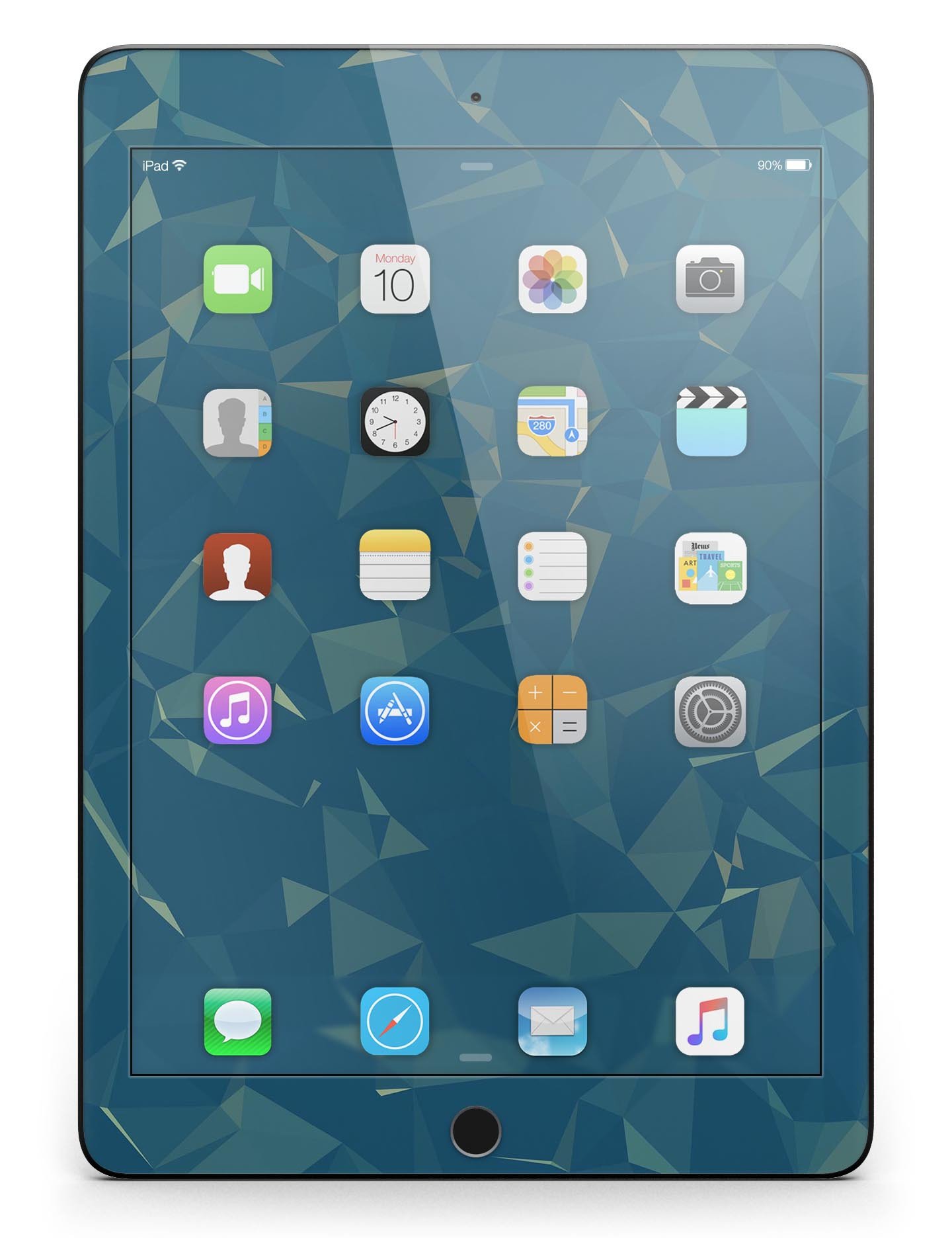 Blue Geometric V10 Full Body Skin for iPad Pro, showcasing a stylish geometric design that fits both 9.7" and 12.9" models.
