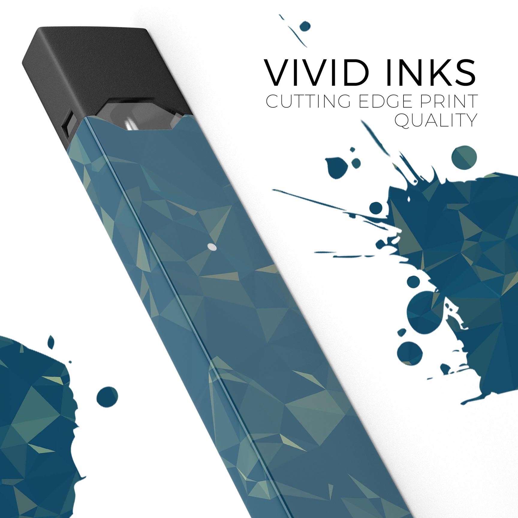 Blue Geometric V10 skin-wrap sticker designed for JUUL vaping device, showcasing a vibrant geometric pattern.