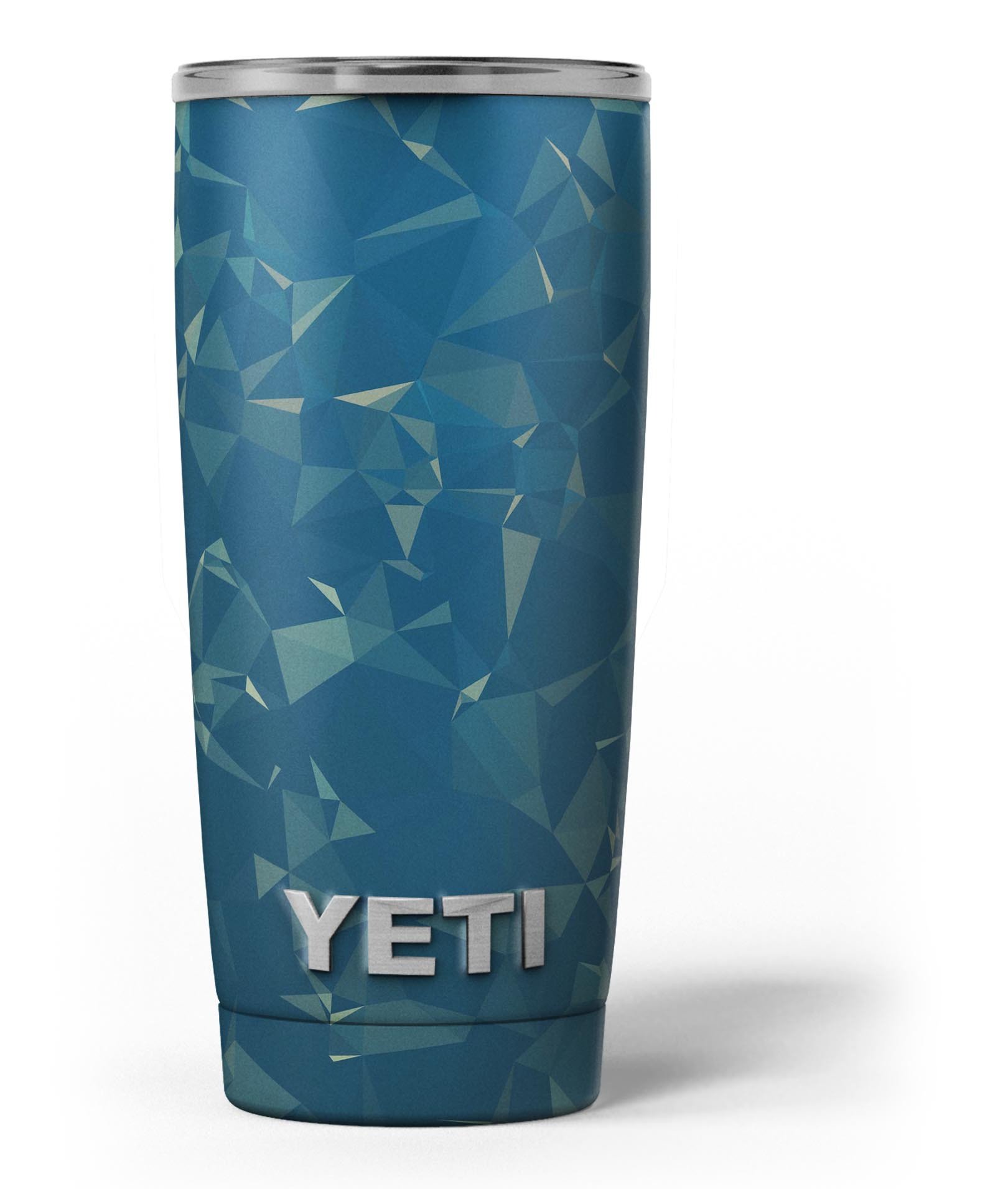 Blue Geometric V10 skin decal vinyl wrap kit for Yeti Coolers, showcasing a vibrant geometric design and premium vinyl material.