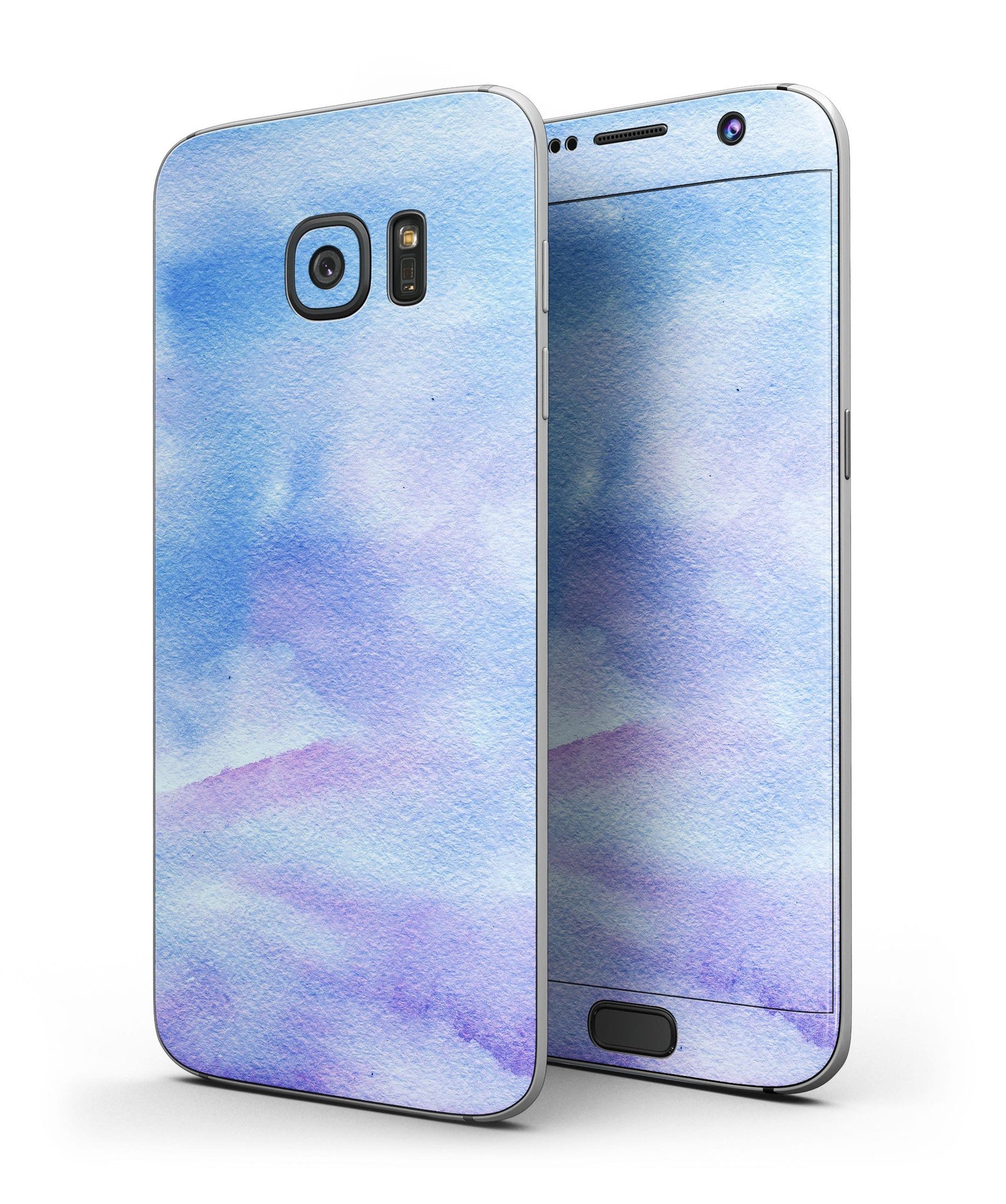 Blue and green watercolor swirl skin for Samsung Galaxy S7 and S7 Edge, showcasing vibrant colors and a stylish design.
