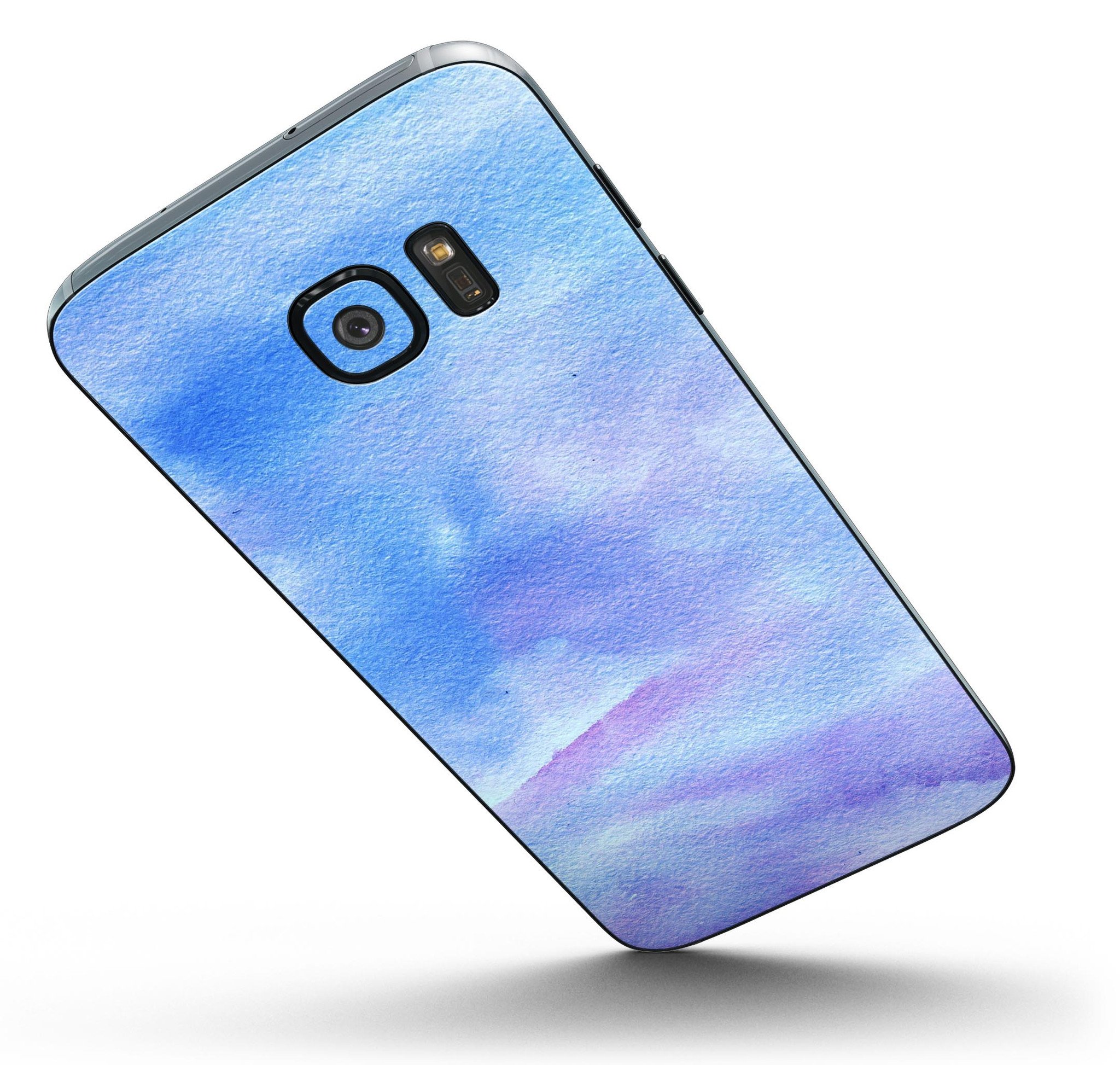 Blue and green watercolor swirl skin for Samsung Galaxy S7 and S7 Edge, showcasing vibrant colors and a stylish design.