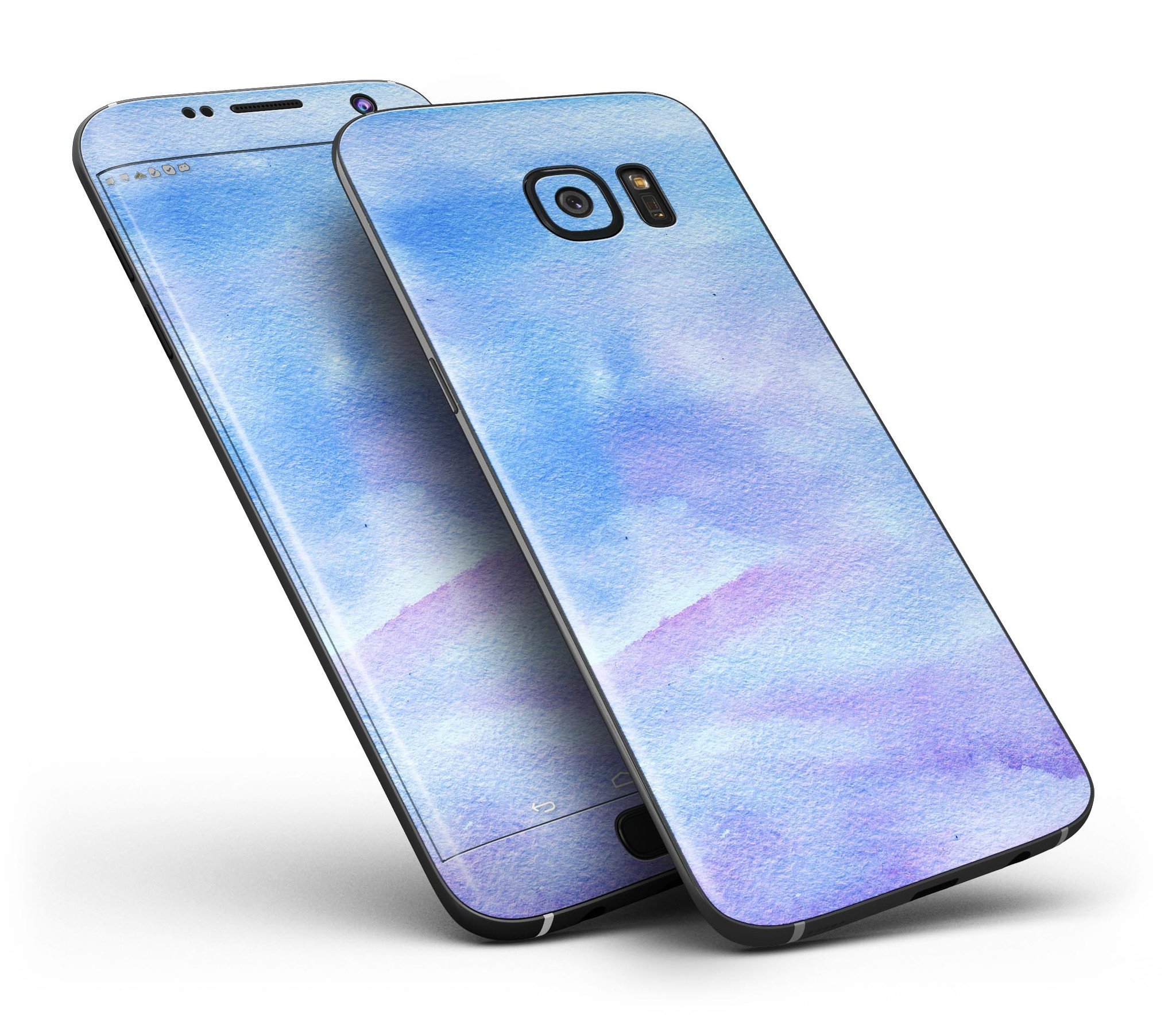 Blue and green watercolor swirl skin for Samsung Galaxy S7 and S7 Edge, showcasing vibrant colors and a stylish design.