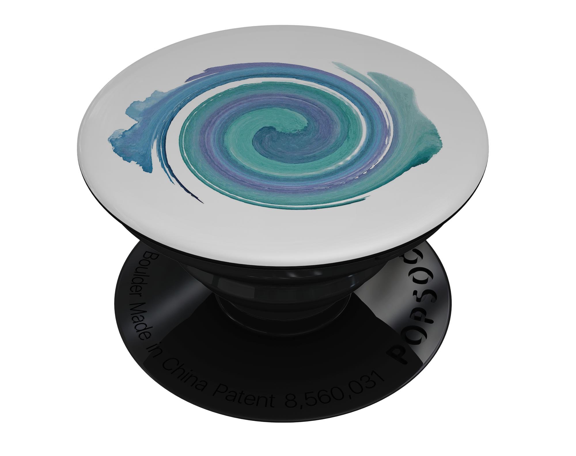 Blue and green watercolor swirl skin for PopSockets, showcasing vibrant colors and a stylish design.