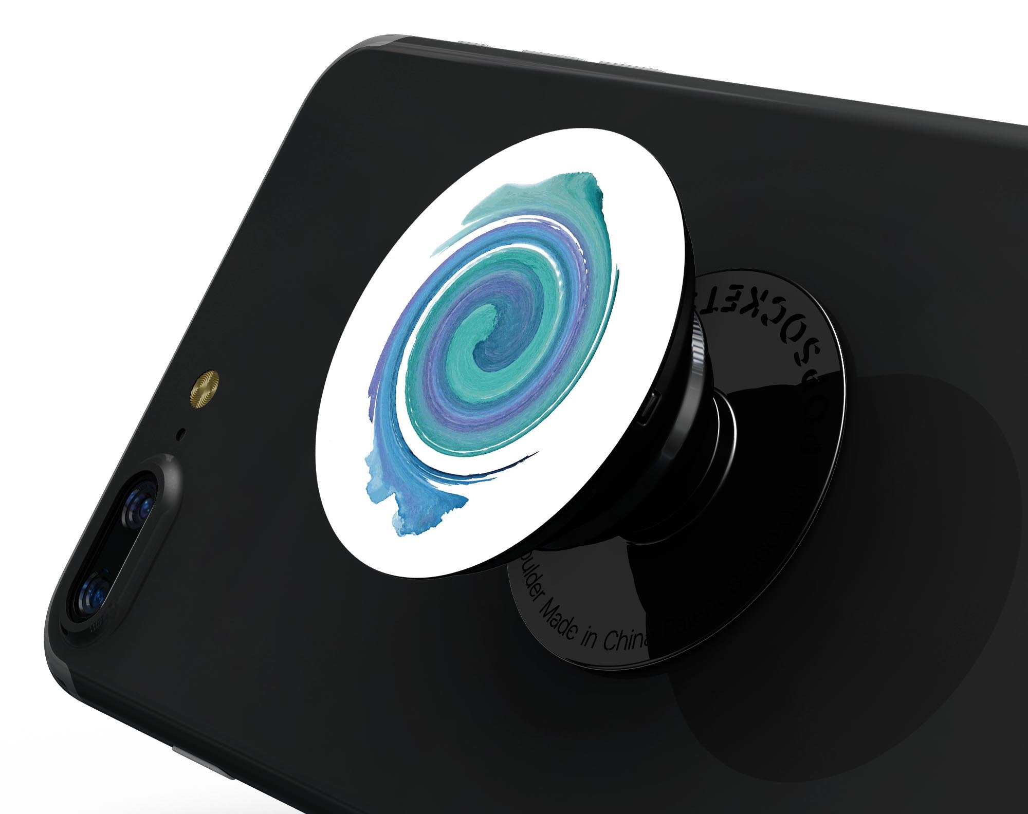 Blue and green watercolor swirl skin for PopSockets, showcasing vibrant colors and a stylish design.