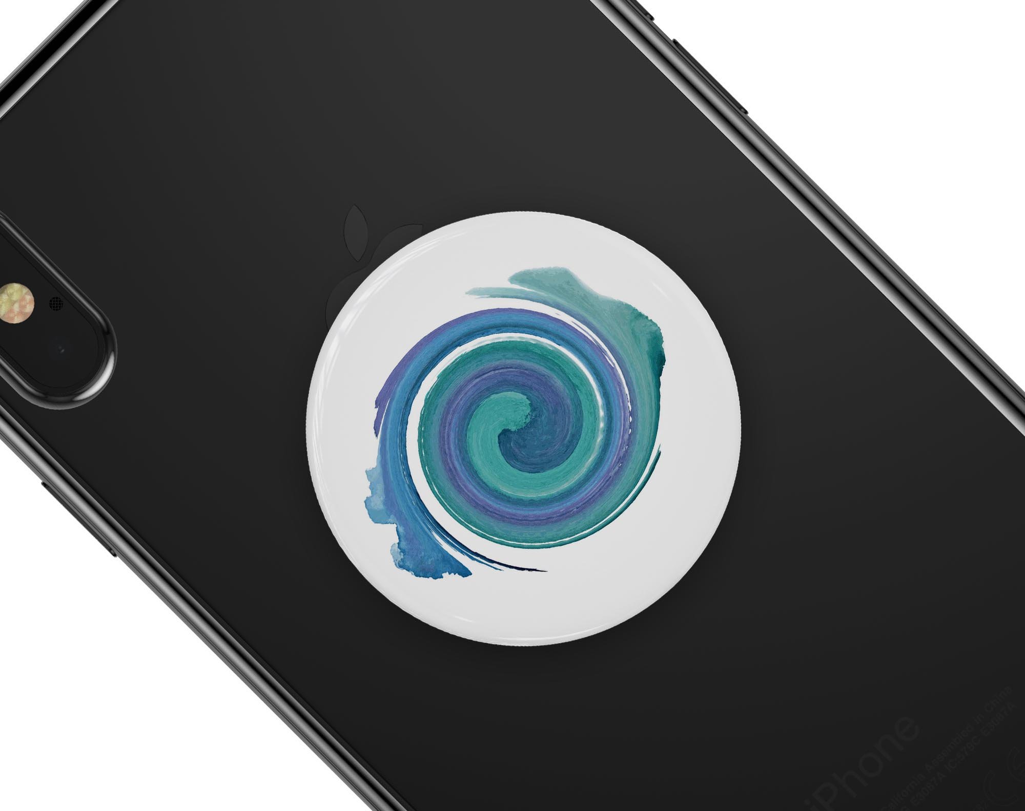 Blue and green watercolor swirl skin for PopSockets, showcasing vibrant colors and a stylish design.