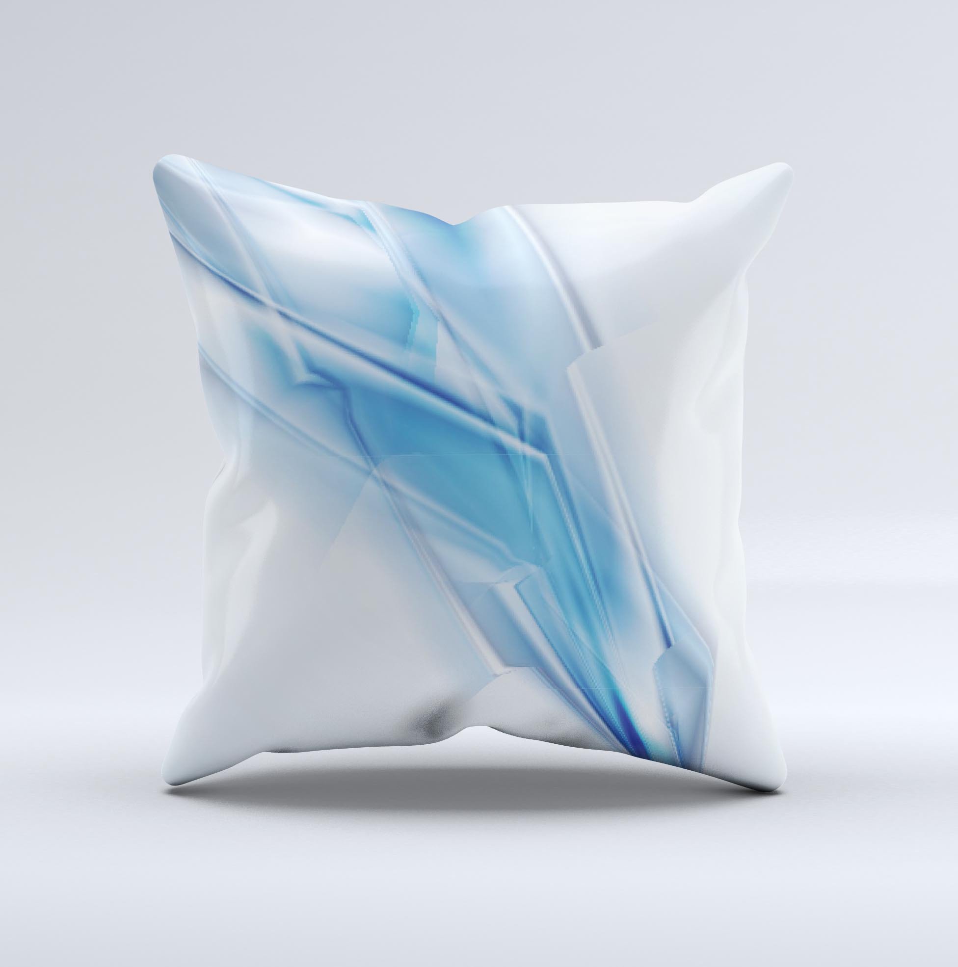 Blue HD Glass Shard ink-Fuzed Decorative Throw Pillow showcasing vibrant blue hues and intricate design, handcrafted in Virginia.