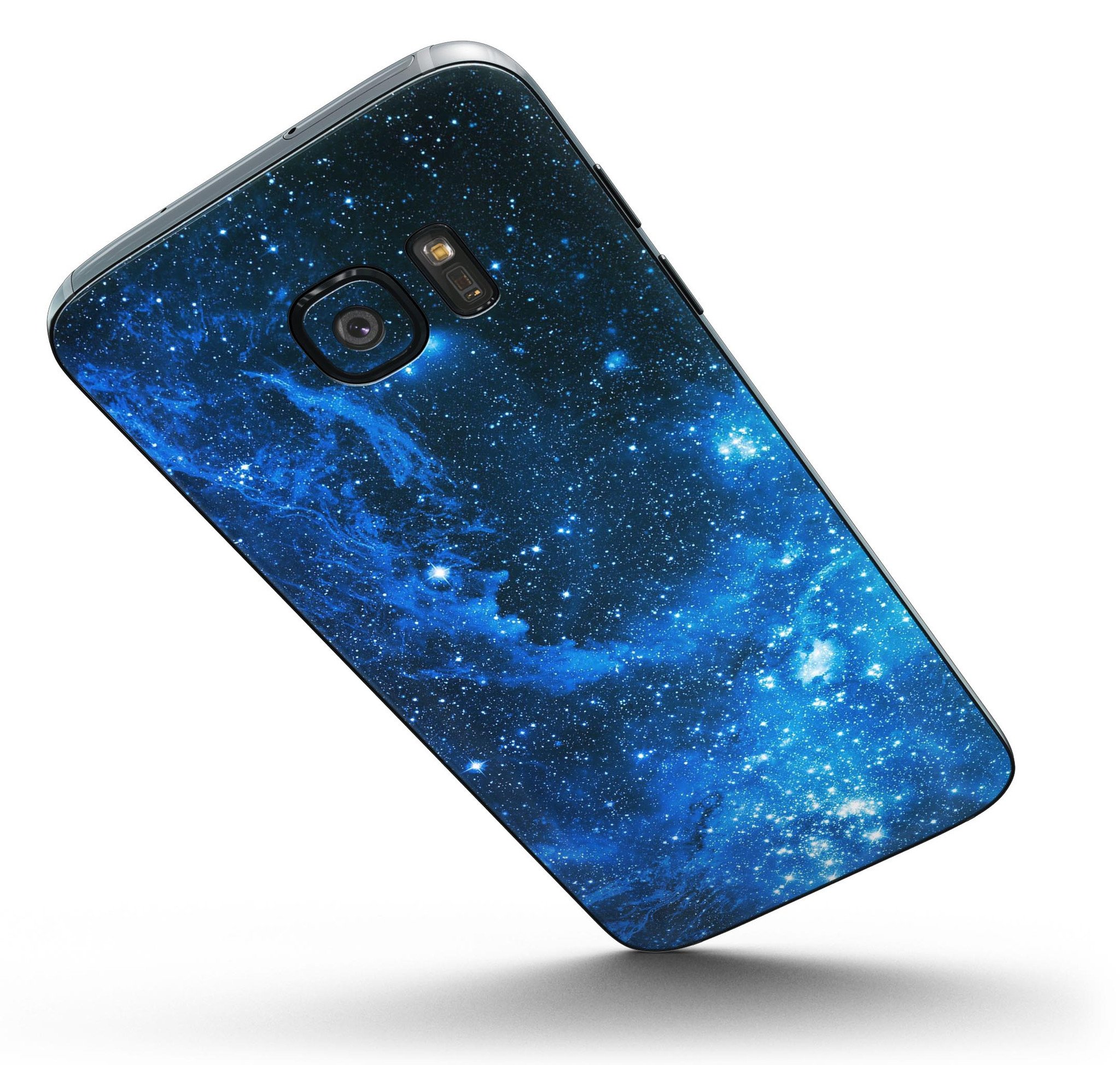 Blue Hue Nebula Full Body Skin-Kit for Samsung Galaxy S7 and S7 Edge, showcasing vibrant colors and sleek design.