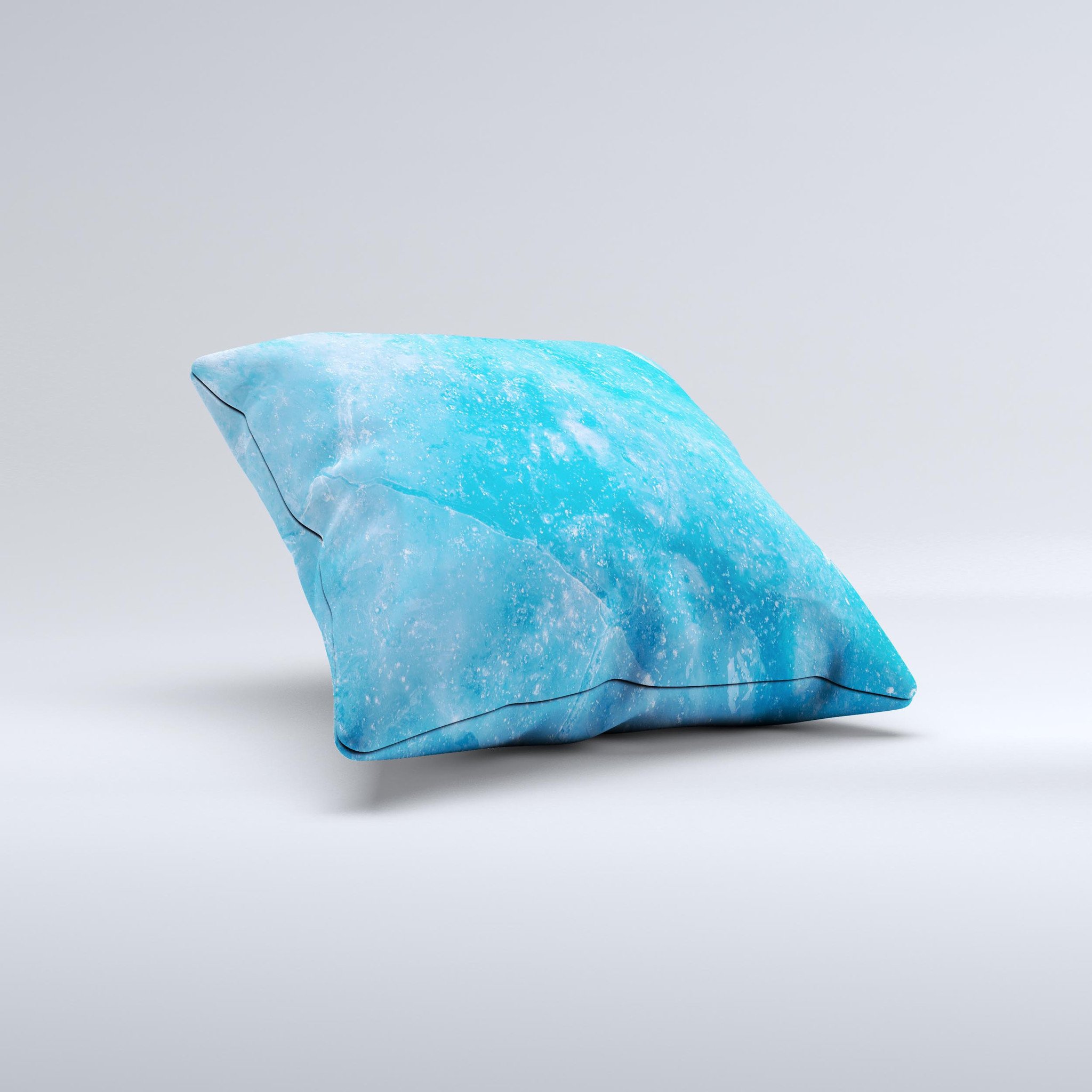 Blue Ice Surface ink-Fuzed Decorative Throw Pillow showcasing a unique design with vibrant colors, handcrafted in Virginia.