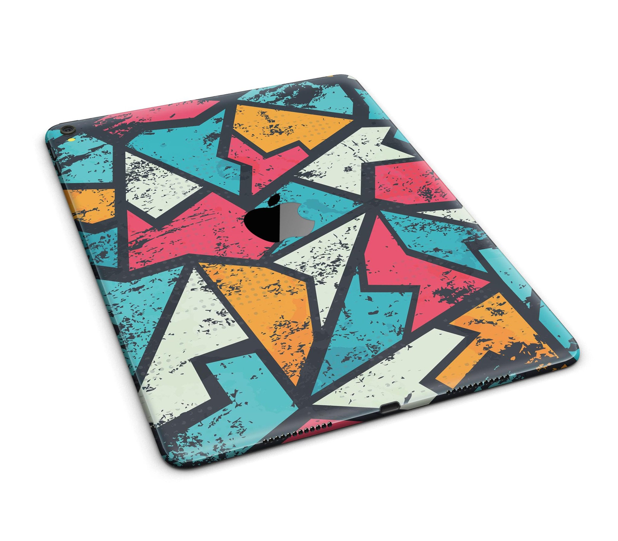 Blue, Orange, and Red Zig Zags Full Body Skin for iPad Pro, showcasing vibrant colors and unique design.